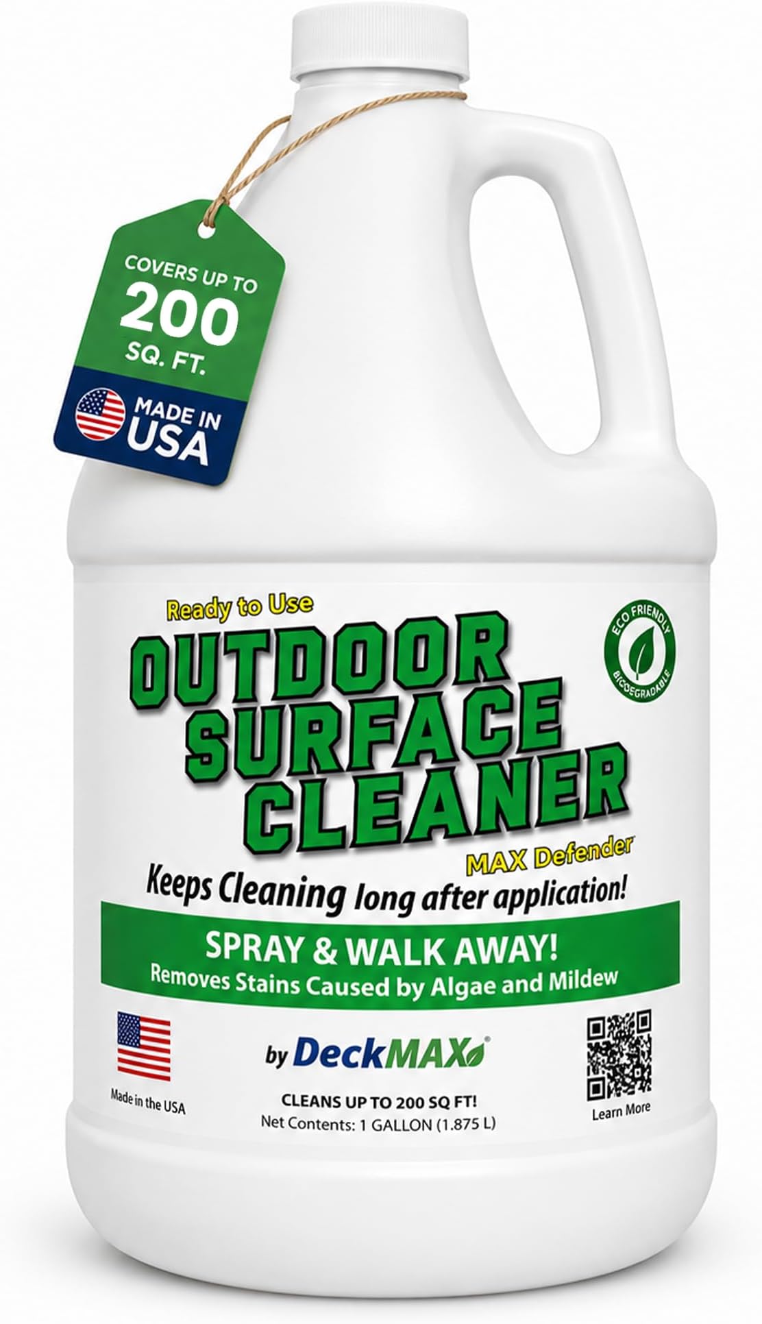 MAX Defender Ready-to-Use Outdoor Cleaner | Eliminates Stains from Mildew, Algae & Lichen | Multi-Surface Cleaner for Decks, Patios, Driveways, Siding, Concrete, Vinyl, Wood, Fences & Outdoor Surfaces