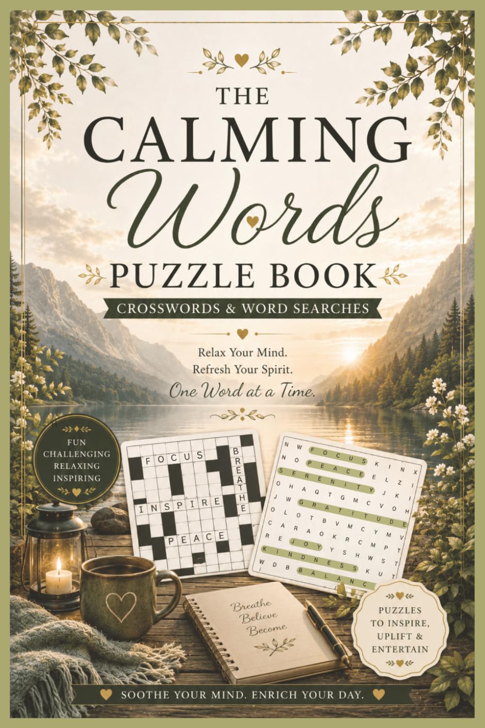 The Calming Words Puzzle Book: Peaceful Crosswords & Word Searches for Relaxation, Mindfulness & Inner Calm
