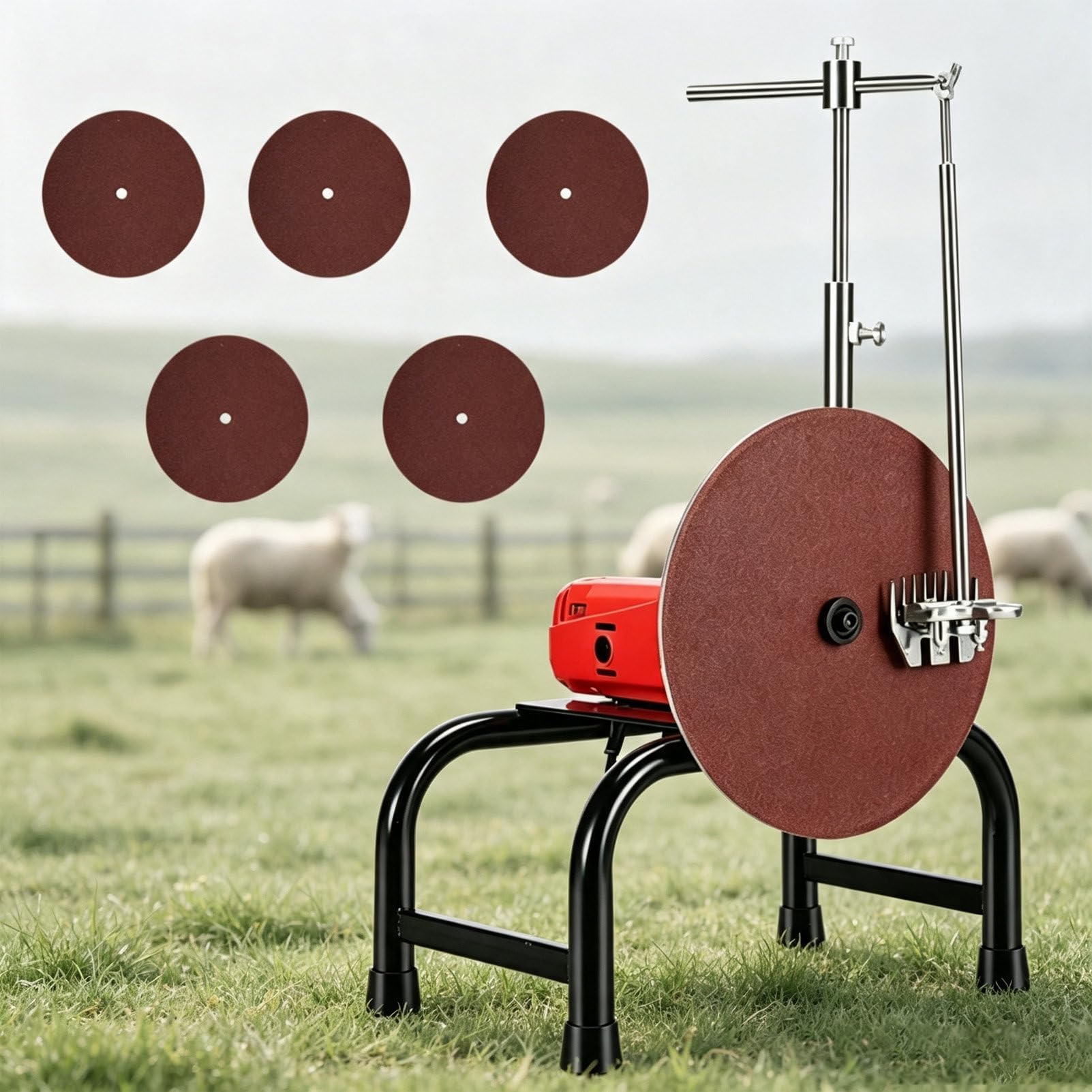 Afilador De Cuchillas para Esquilar Ovejas, Herramienta De Afilado con Motor EléCtrico, Accesorio PortáTil para Maquinaria AgríCola, Incluye 5 Hojas De Papel De Lija