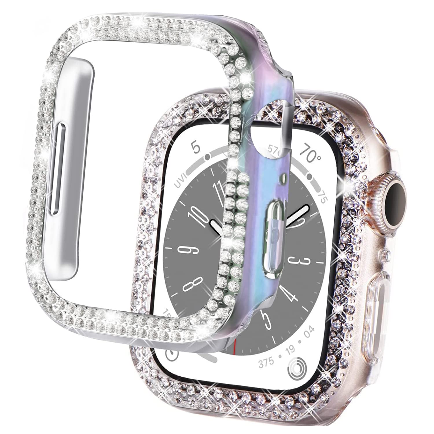 Coque strass Apple Watch 45mm de luxe double rangée DEALELE - 8
