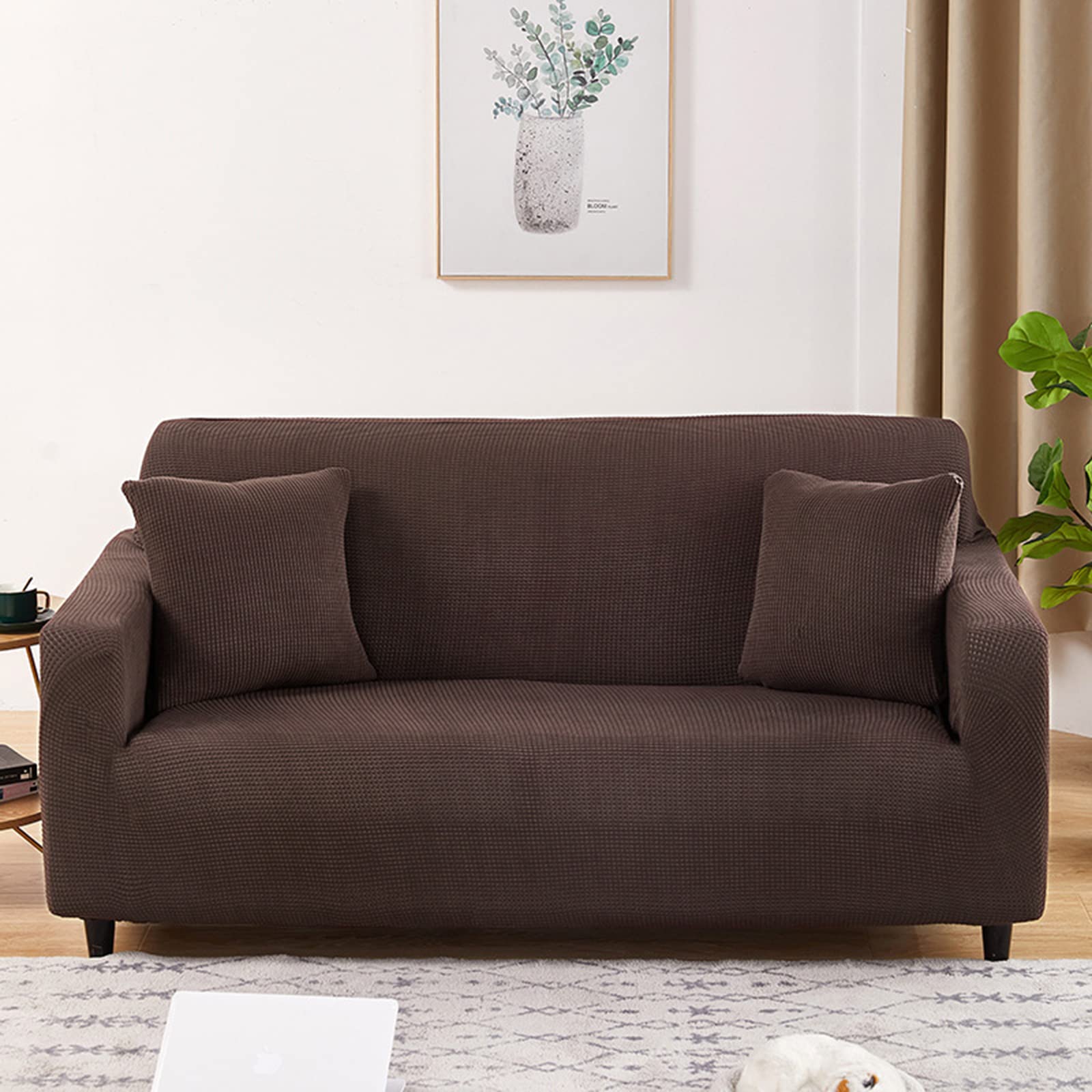 Housse de canapé jacquard extensible protection fauteuil 1 place 90-140cm élastique