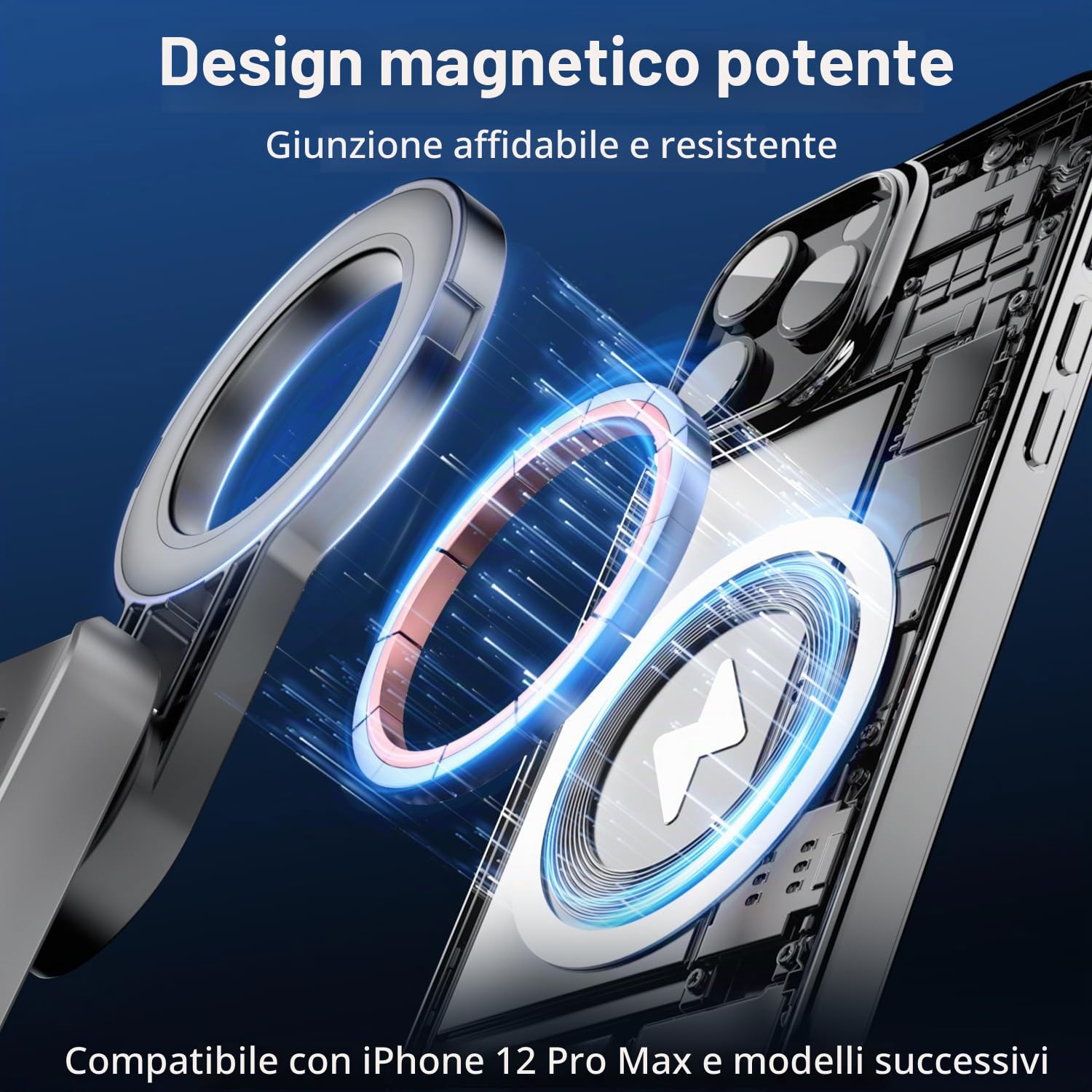 yAyusi Mini Bastone Selfie Magnetico, Treppiede Smartphone Mag-Safe 4 in 1 Piccolo, Dotato di un Supporto per Telefono Staccabile e Luce di Riempimento, Adatto per iPhone/Android/Vlog/Foto/Video
