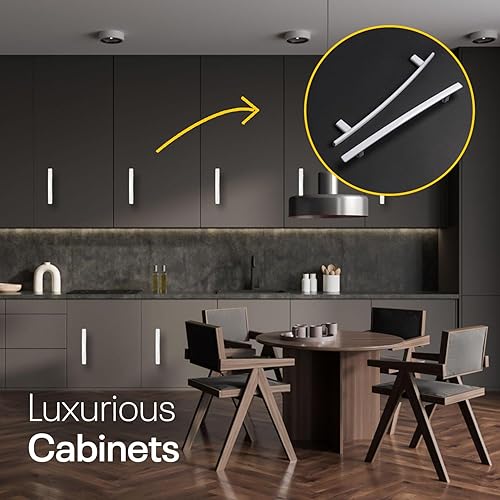 Miniatura 4 de Manijas de cocina blancas para gabinetes, 3 pulgadas de agujero a agujero, 5 pulgadas de longitud, paquete de 10 manijas de gabinete de cocina,