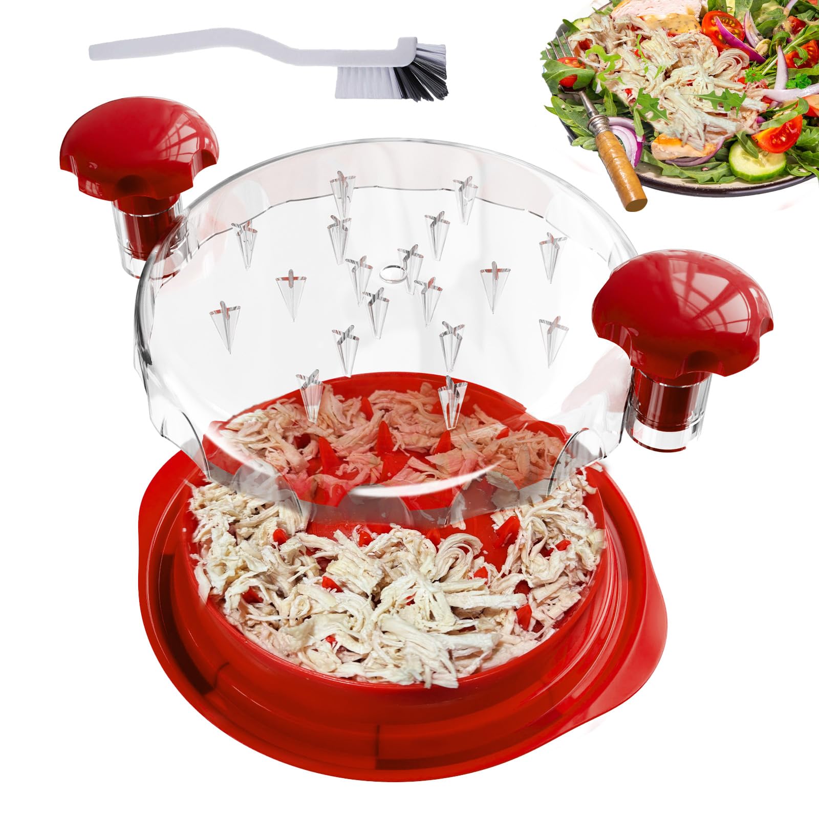 Chicken Grinder, 11-inch Large Chicken Shredding Tool, Non-Slip Design, Chicken Breast Shredder, Dishwasher Safe, Heat Resistant, Ergonomic Handle, For Chicken, Beef，red, Conventional size
