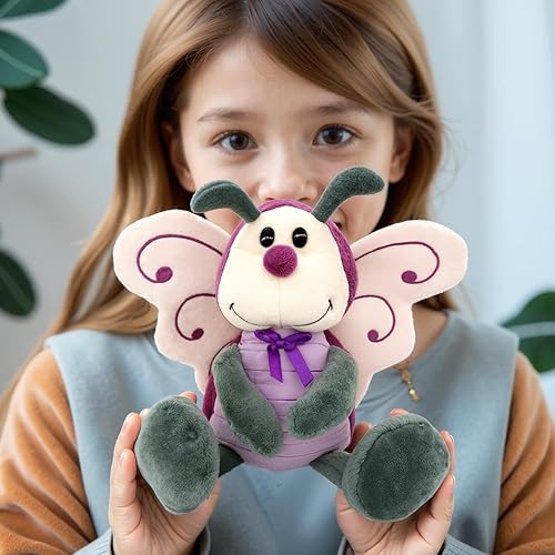 Miniatura 6 de Peluche de mariposa con alas bordadas, suave peluche de insectos con bolsa de capullo, regalo para niñas, niños, bebés, día de San Valentín