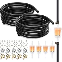 2 Stück Benzinschlauch, 2 Meter Schlauch Kraftstoffschlauch 5mm Ölschlauch mit Benzinfilter 6mm, 10mm Schlauchschellen und Verschlussringe, Kraftstoffleitung Kit für Rasenmäher, Auto, Traktor, Motoren