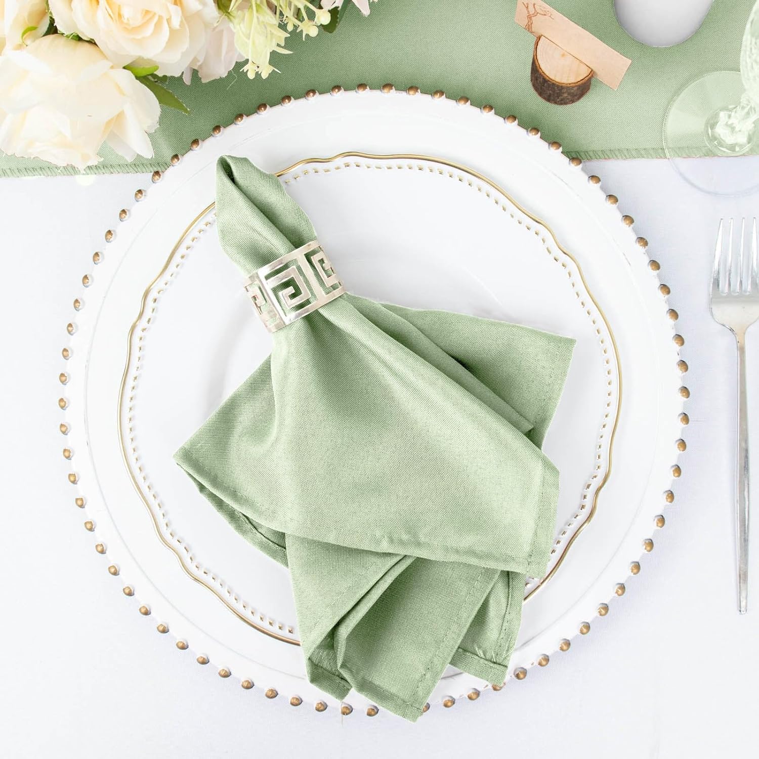 Balsa Circle 50 pcs 17-Inch Sage Green Polyester Luncheon Napkins - for Wedding Party Reception Events Restaurant Kitchen Home
