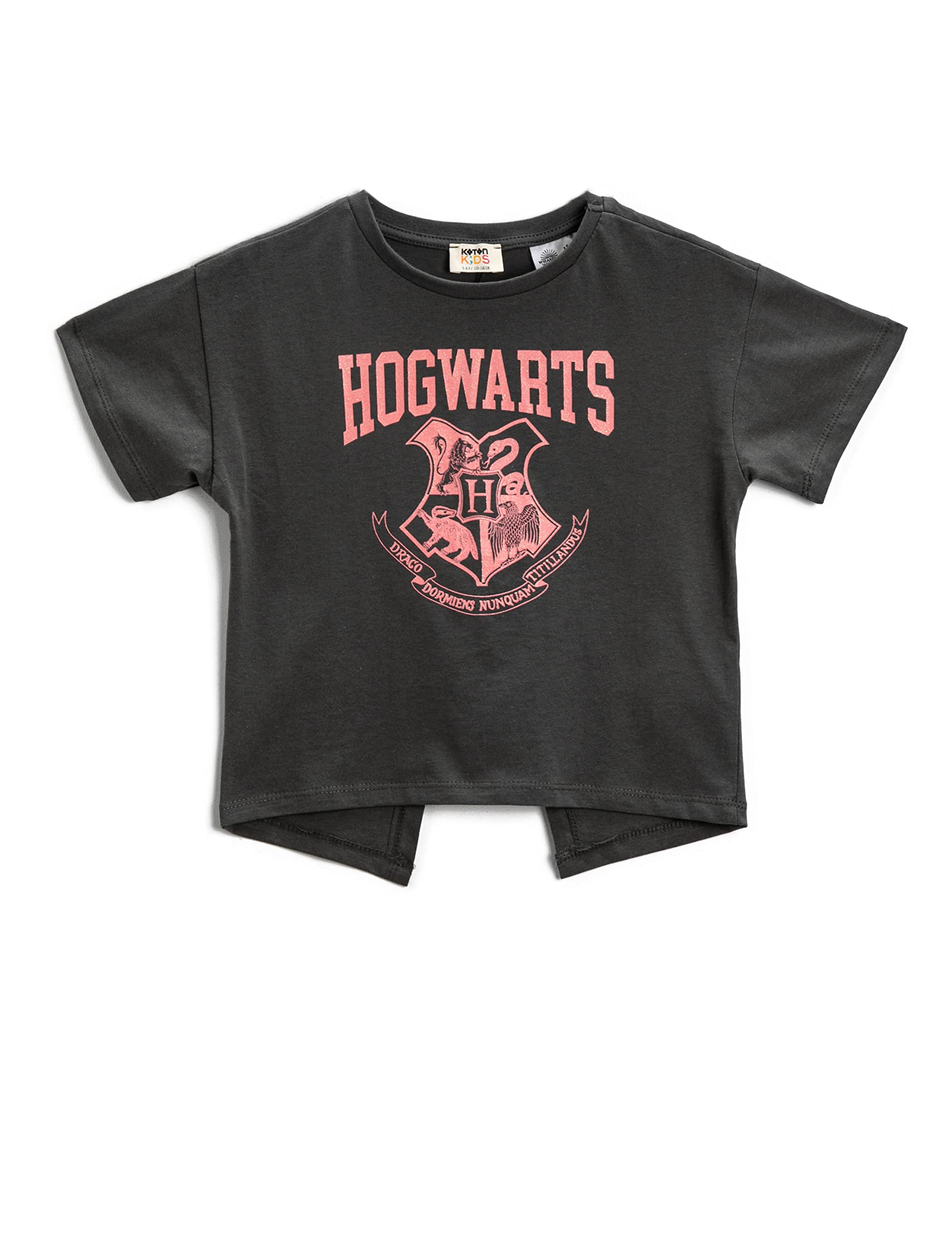 Harry Potter Baskılı Tişört Lisanslı Crop Yırtmaç Detaylı