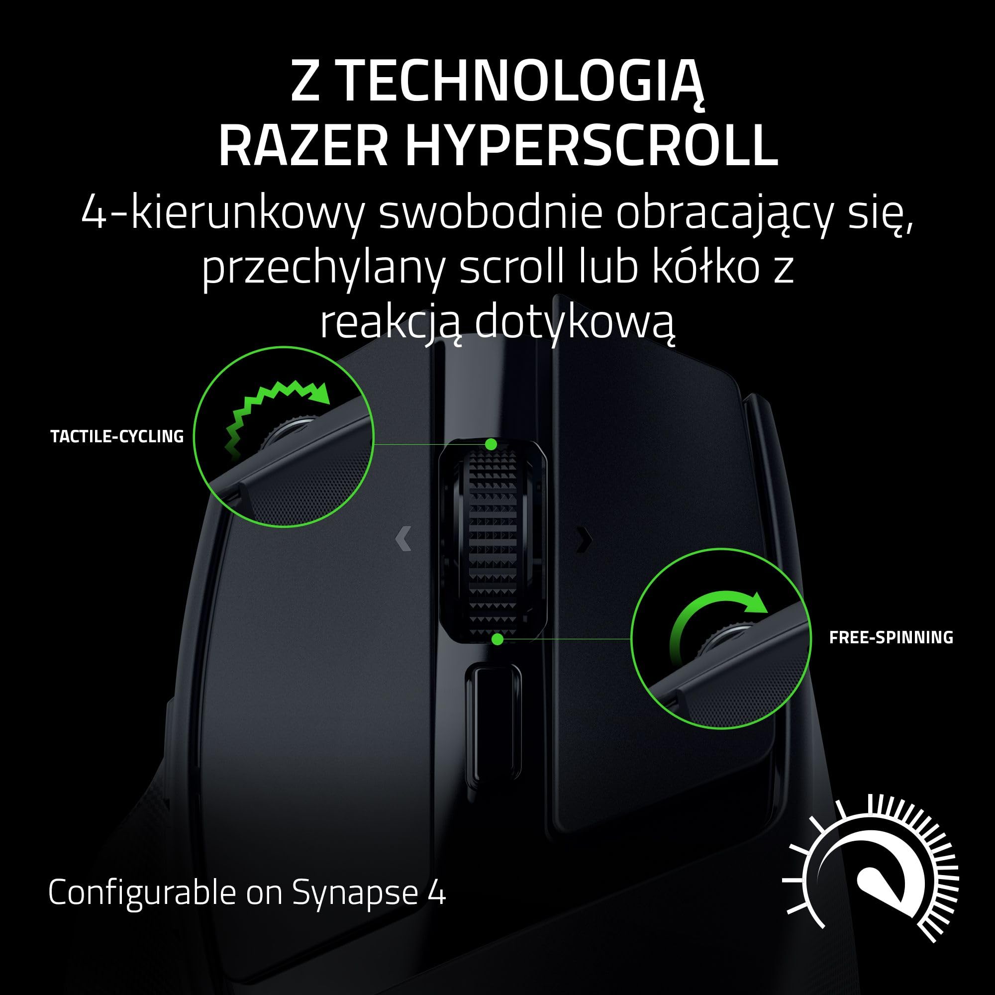 Razer Basilisk Mobile - mała przenośna ergonomiczna bezprzewodowa mysz do gier - AI Prompt Master - czujnik Focus X 18K (łączność w trzech trybach, do 105 godzin) Czarny