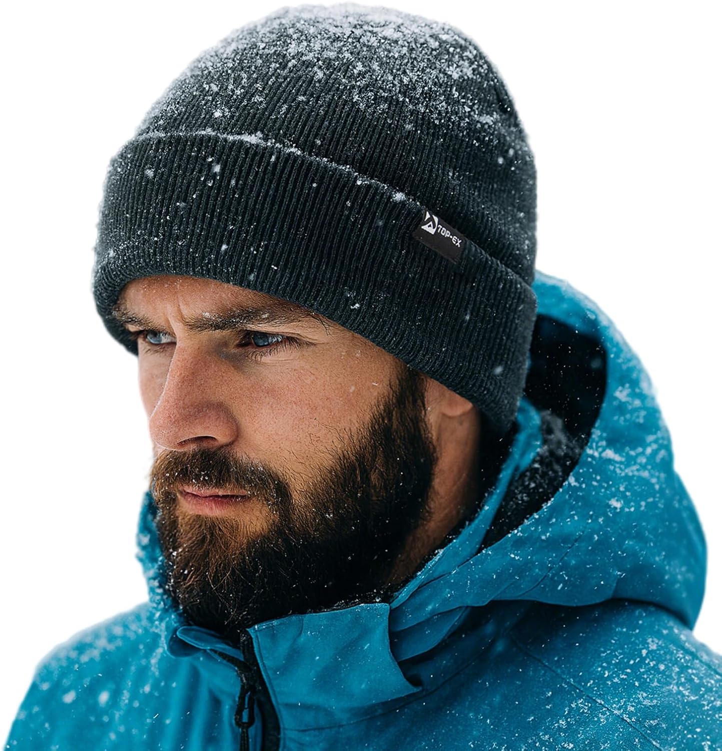 TOP-EX DryKnit™ Waterproof Merino Wool M/L XL/XXL Fleece Lined Beanie,Warm Cold Weather Winter Hat Men&Women