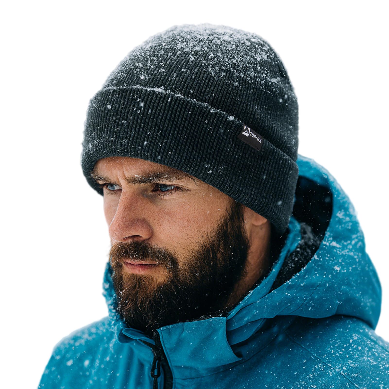 TOP-EX DryKnit™ Waterproof Merino Wool M/L XL/XXL Fleece Lined Beanie,Warm Cold Weather Winter Hat Men&Women