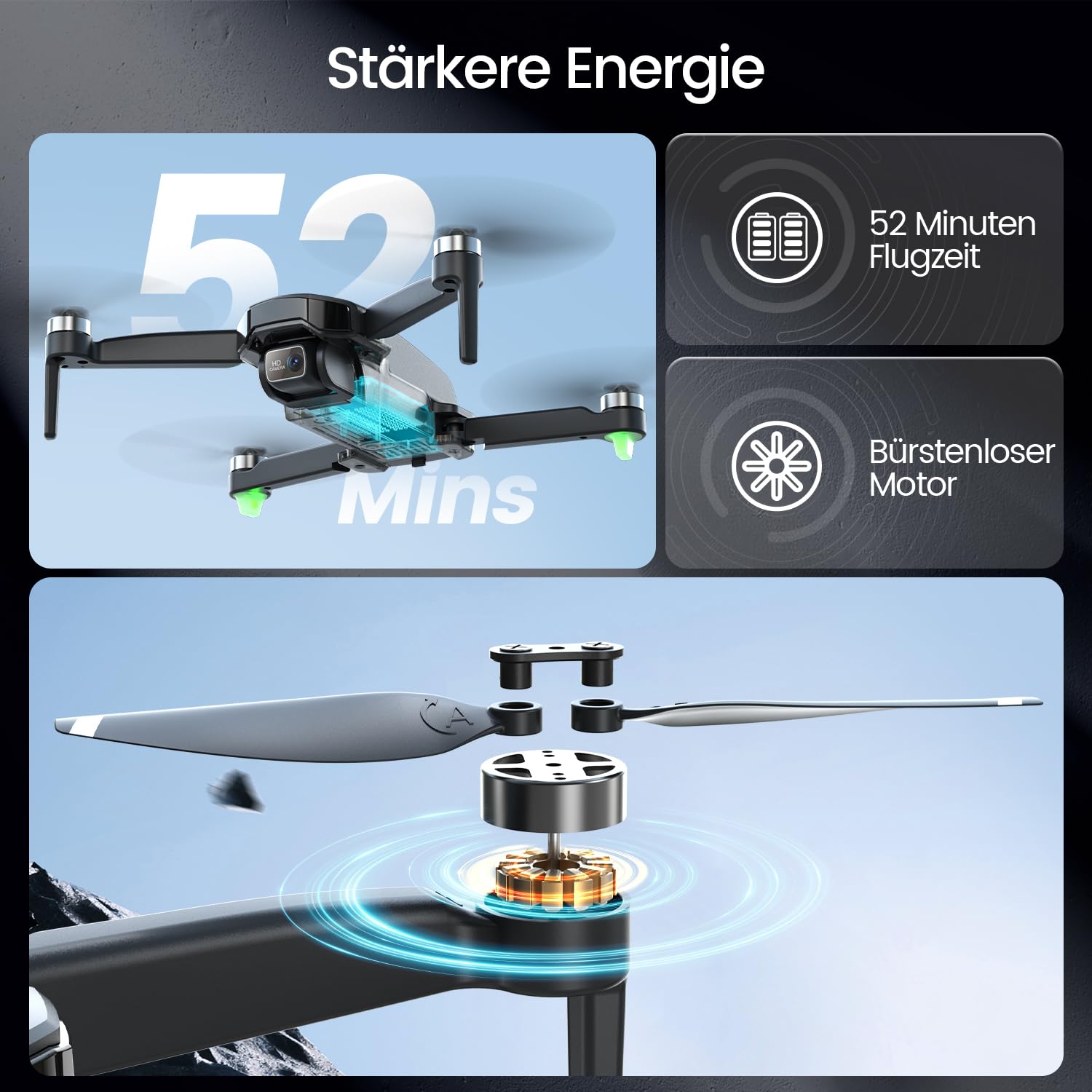 Holy Stone HS460 GPS Drohne mit 4K Kamera für Anfänger& Erwachsene | 52 Min. Flugzeit, Bürstenloser Motor, Follow Me & Rückkehr, 5G FPV Übertragung, Faltbar, Unter 249g