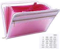 Vista 8 de MEGREZ Carpeta de archivos de papel A4 con 13 bolsillos, carpeta de acordeón con organizador de carpetas de archivos con cremallera para oficina