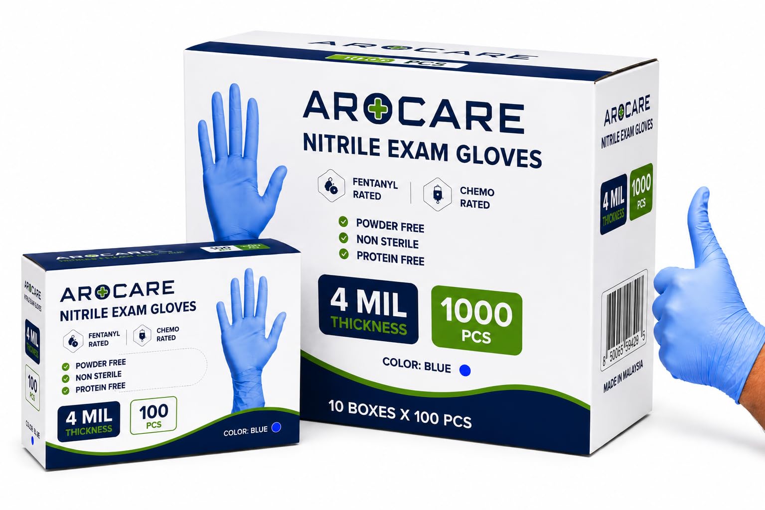 AroCare Guantes de nitrilo, desechables, sin polvo, sin látex, guantes protectores para múltiples usos, cocina, limpieza y más, 1000 guantes de 4 mil, tamaño mediano (paquete de 1000)