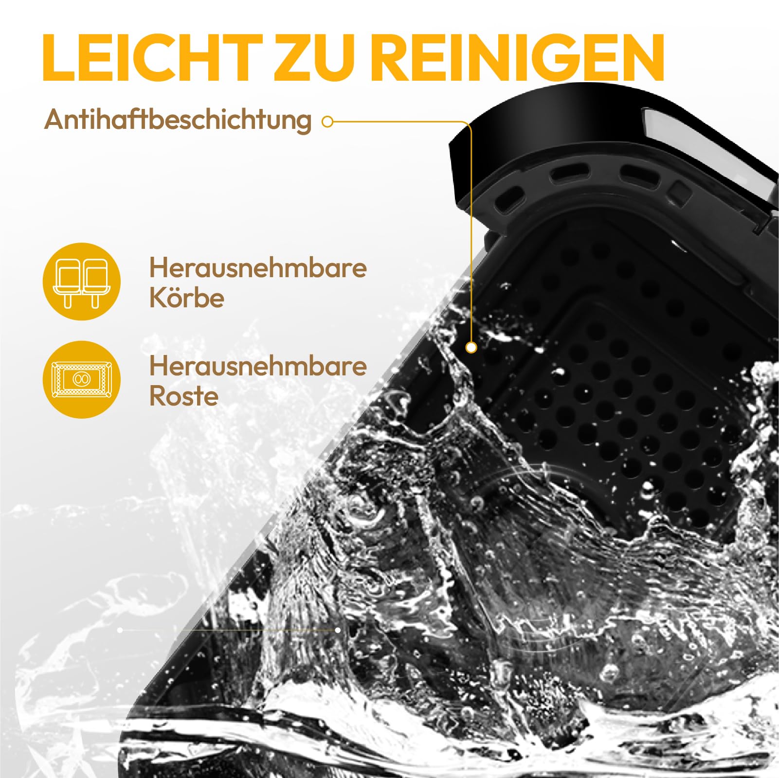 LLIVEKIT 9L Heißluftfritteuse 2 Kammern mit Sichtfenster, 4.5L+4.5L Airfryer 9-in-1, Backofen XXL ohne Öl, Heißluft-Backofen mit Touchscreen, Timer-Funktion