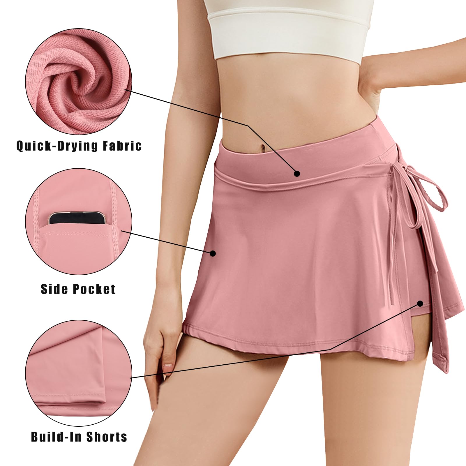 MK MATT KEELY Donna Gonna da Nuoto con Slip Interno Elegante Ruched Costumi da Bagno Pantaloncini Bikini Costume Intero