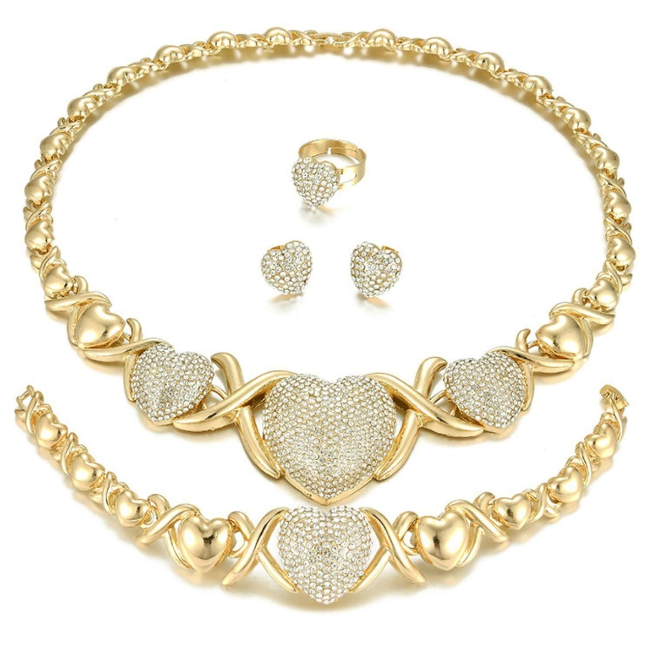 Ensemble Collier Câlins Et Bisous, Métal, Strass