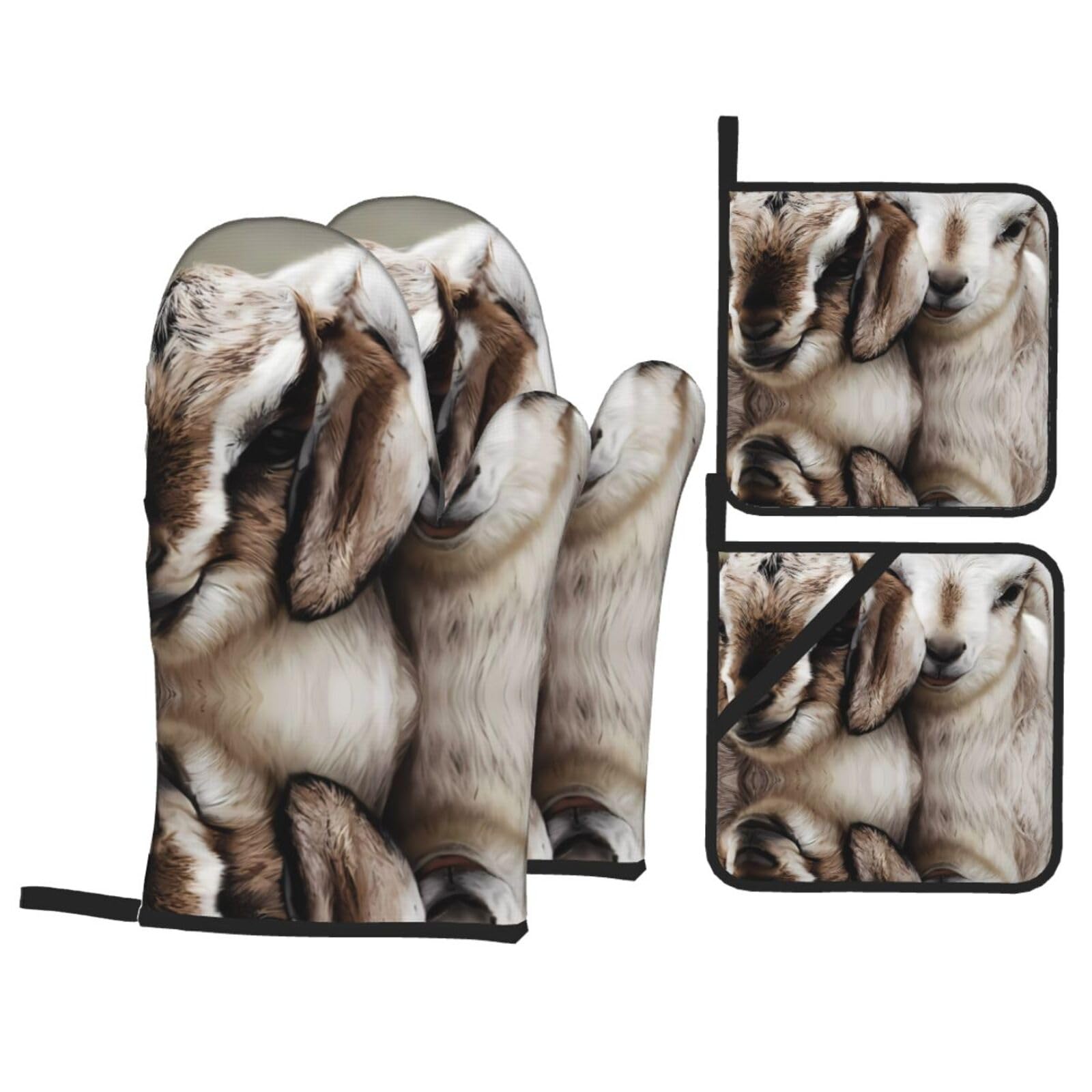WHJSHOP Cute sheep Prints Kitchen Layers: Waterproof Oven Covers for Safe Handling & Easy Cleanup – 4 Piece Heat Protection Bundle