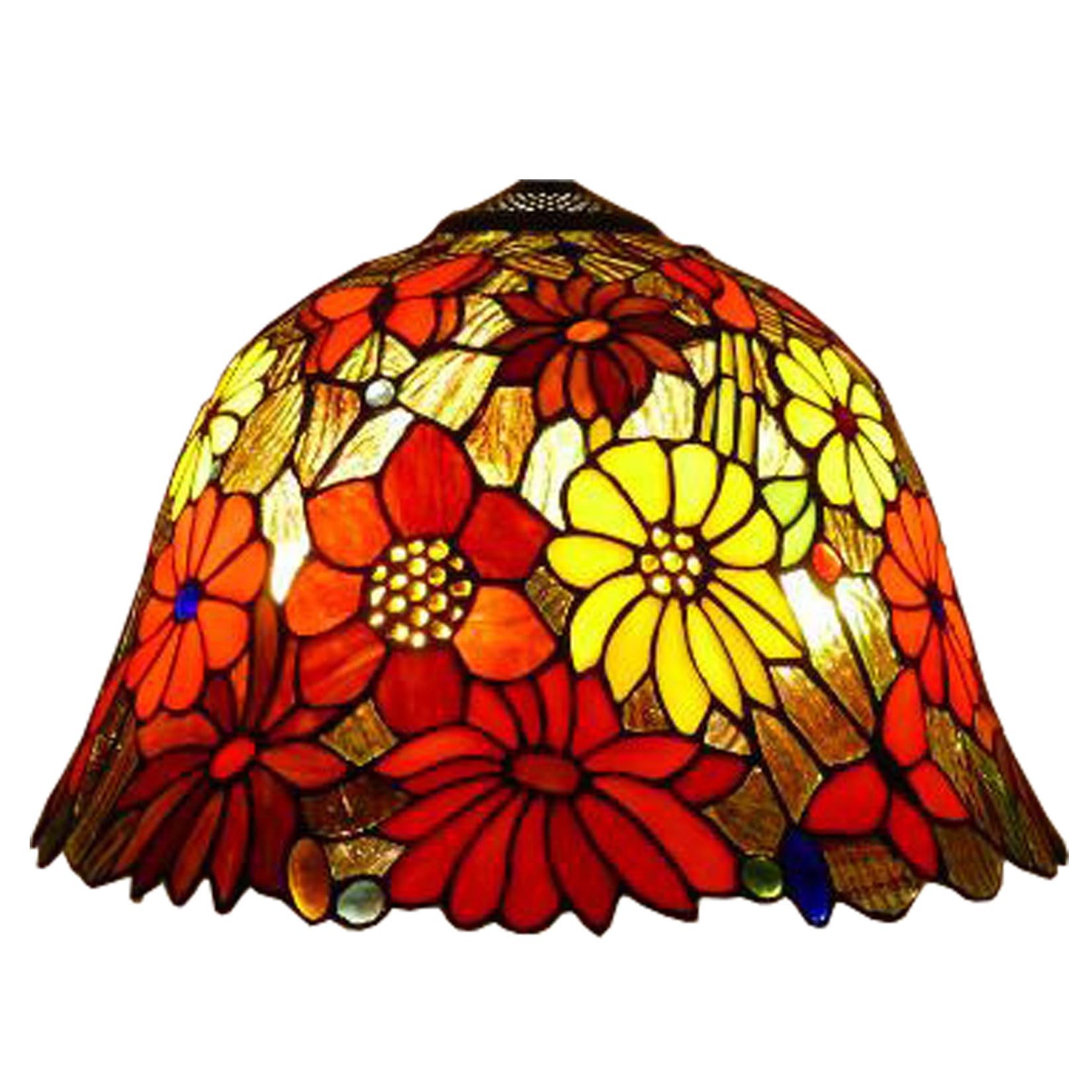SaryEdge Butterfly & Daisy Lamp Shade Replacement, Only Tiffany Stained Glass Lampshades W16 H11 Red Yellow Floral Lampshade Accessories for Table Lamp Pendant Lights Floor Lamps Chris，