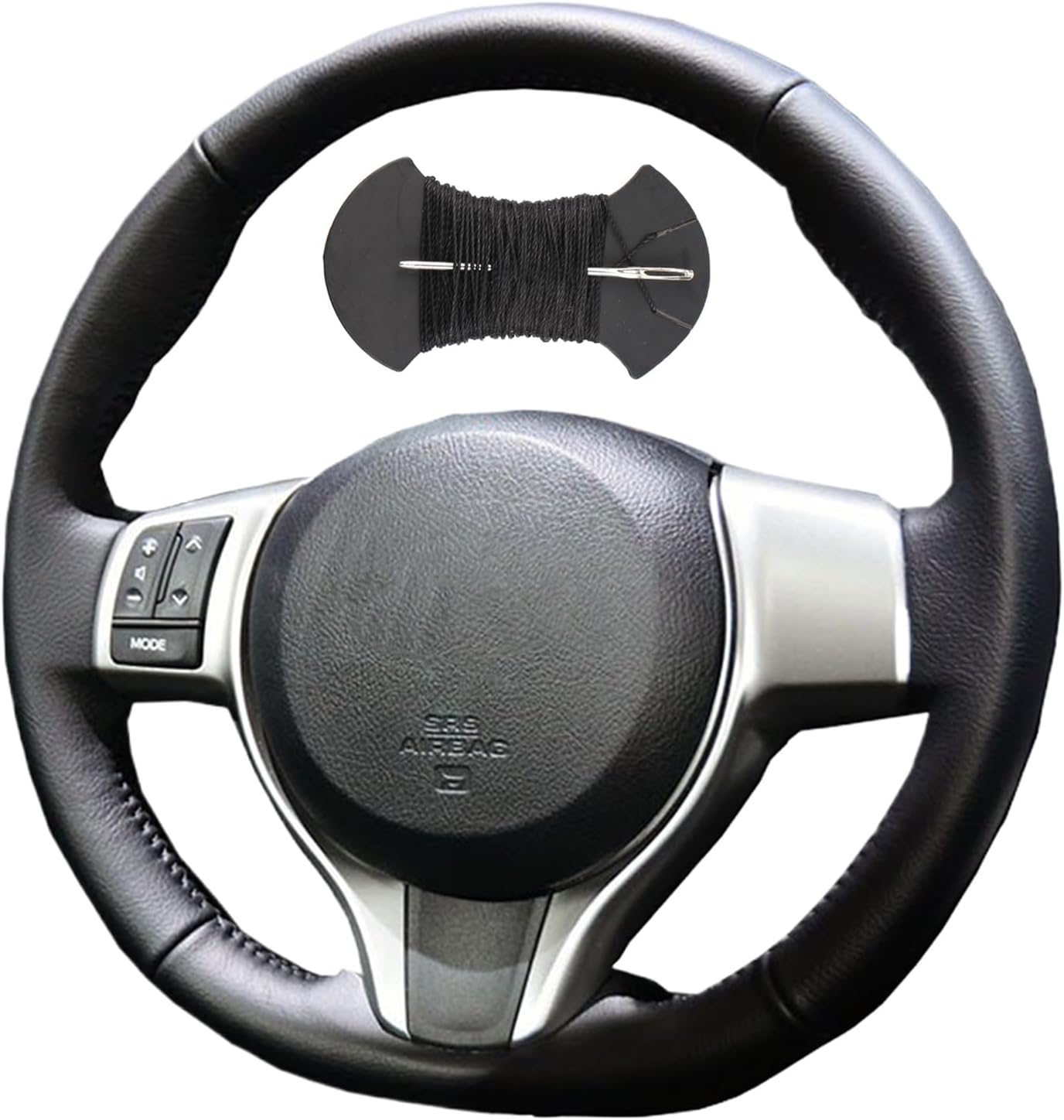 Car Steering Wheel Cover Microfiber Leather Stitch Wheel Wrap Fit for Toyota Yaris Verso S Vitz Ractis 2010 2011 2012 2013 2014 2015 2016 Subaru Trezia,Black