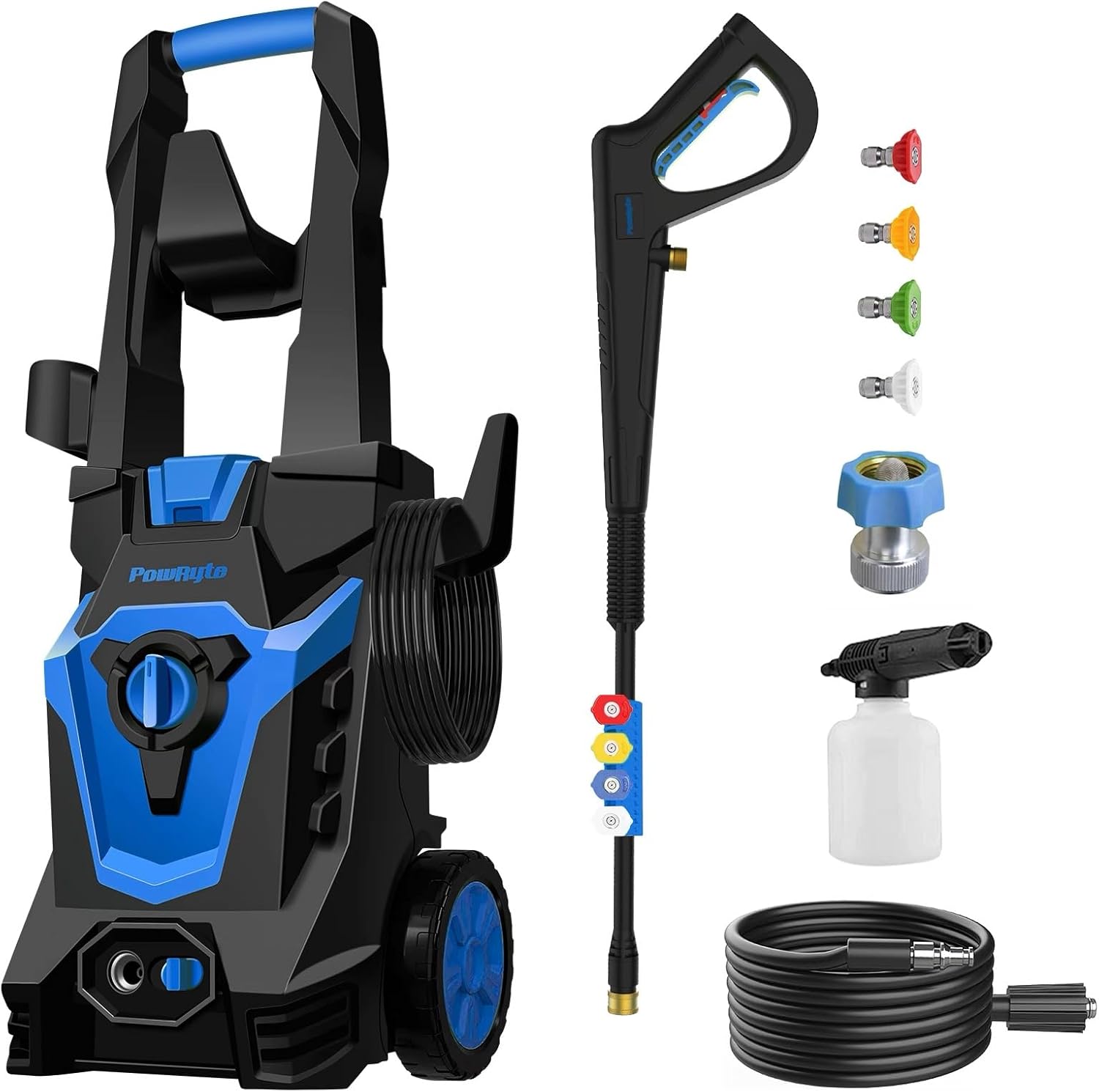 PowRyte Electric Pressure Washer, Foam Cannon, 4 Different Pressure Tips, Power Washer, 3800 PSI 2.4 GPM