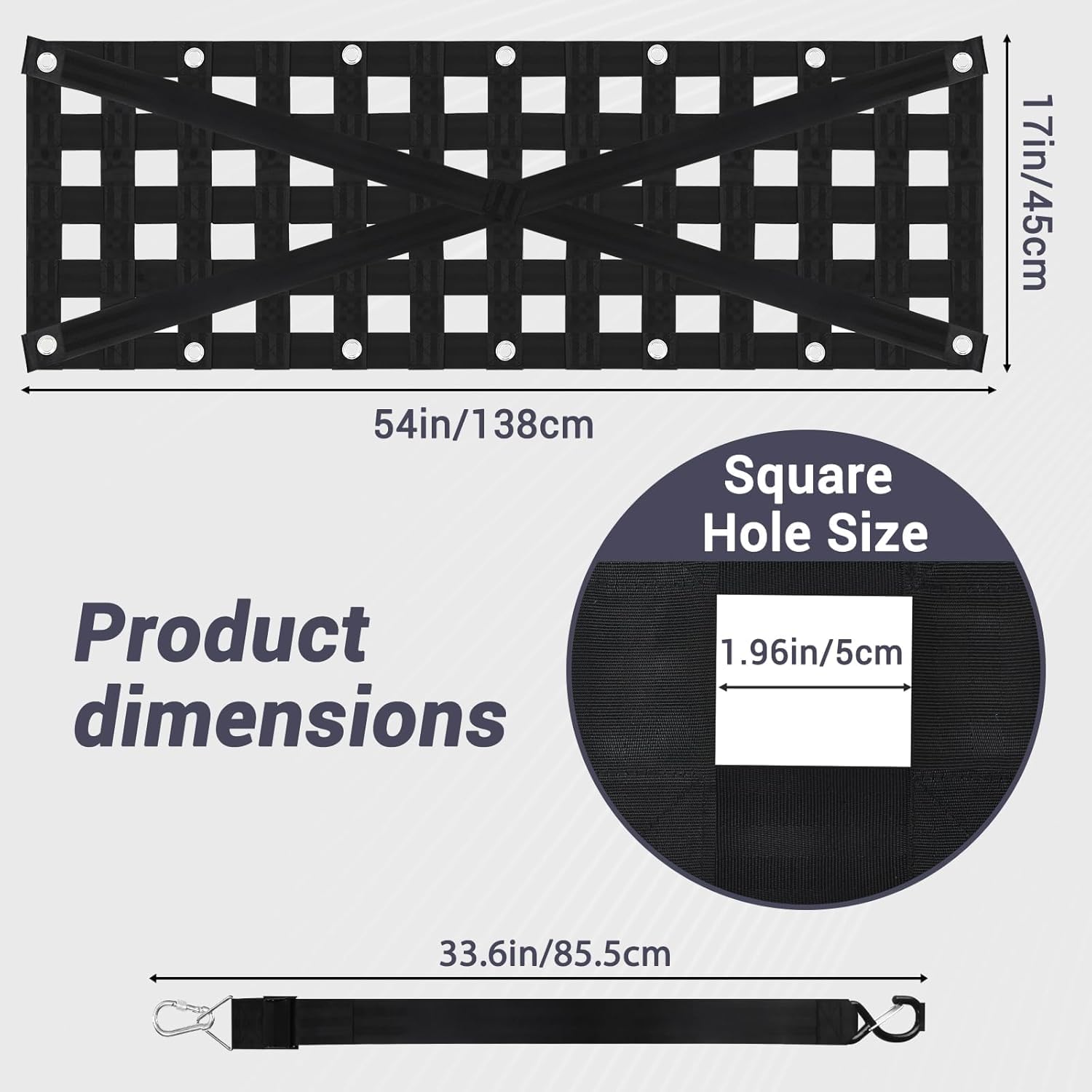 Rete per portellone posteriore Heavy Duty per letto camion, Cargo Net Durable Truck Bed Extender portellone posteriore Cargo Net con 4 fibbie regolabili, perfetta per camion, rimorchi, pickup, barca,