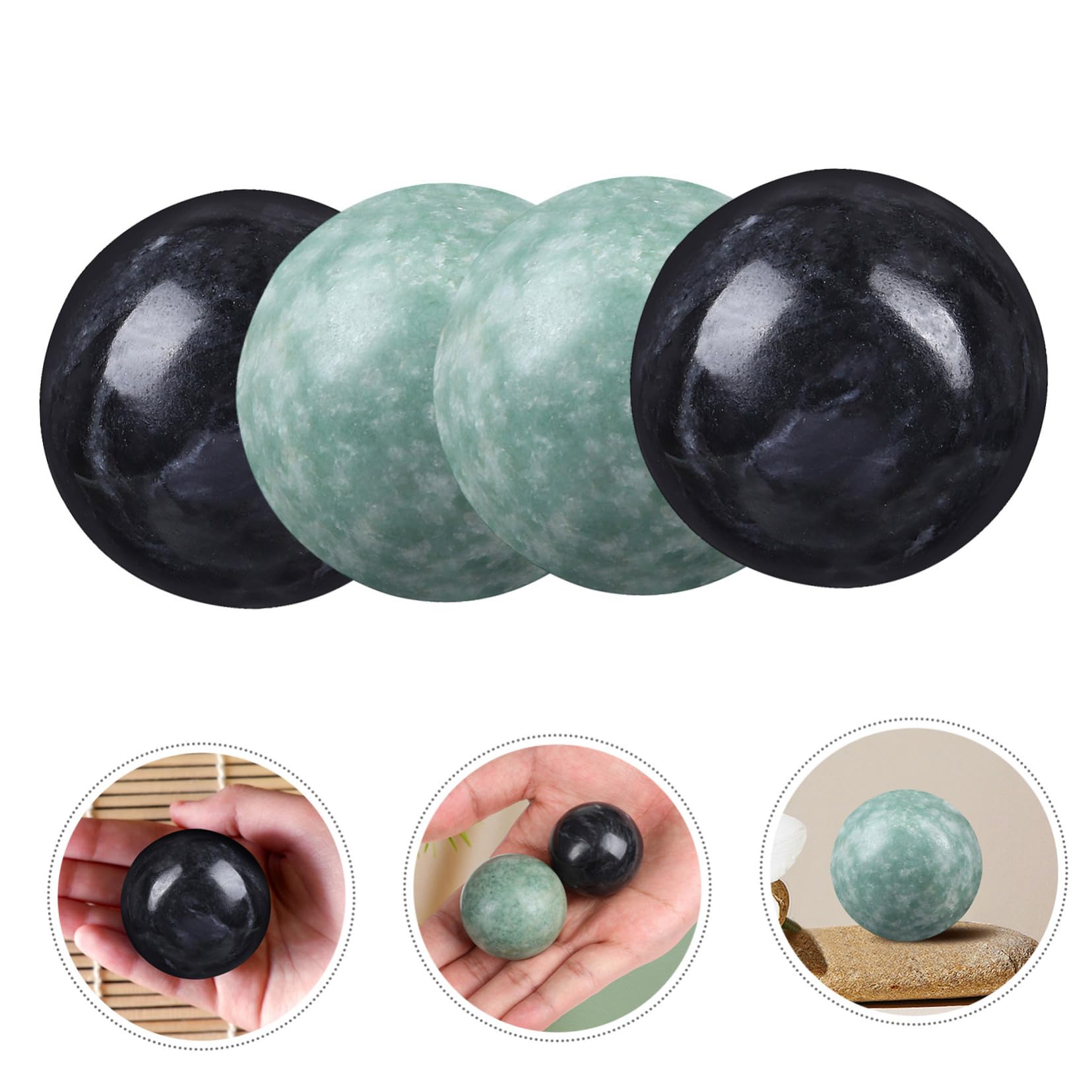COHEALI Balles de Massage Surface Polie Rondes en Marbre pour Mains 2 Sets pour Massage et Soulagement Pression Lors de Séances de Thérapie