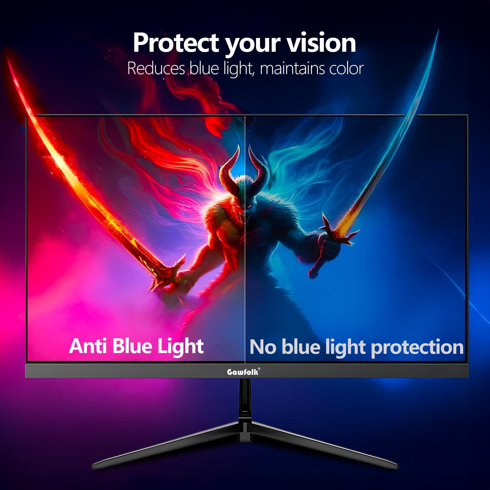 Gawfolk Monitor Gaming 27" QHD 2K | 120Hz 1ms per Esperienza Immersiva | AMD FreeSync | Design Senza Bordi | HDMI/DP e Montaggio a Parete