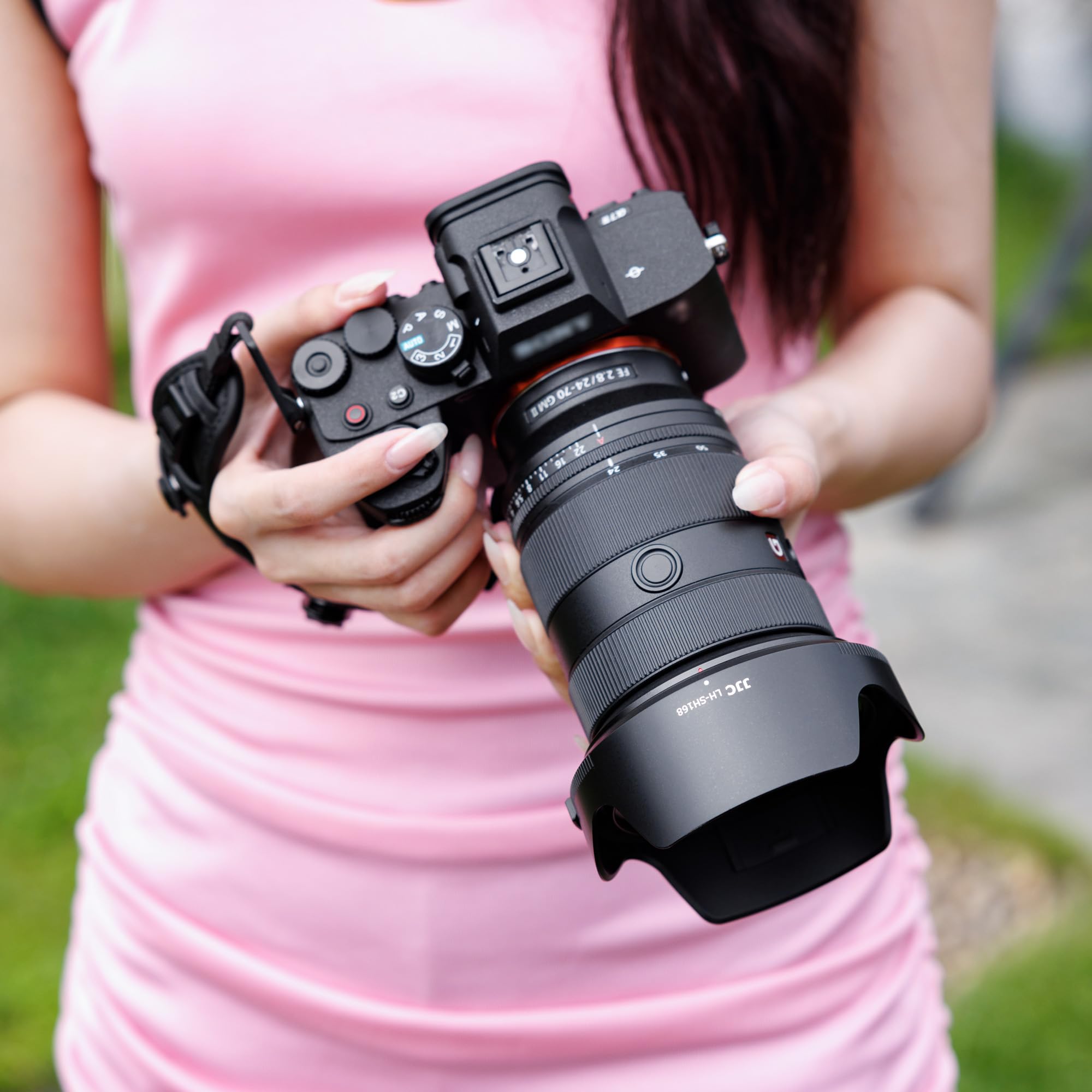 JJC Paraluce a baionetta ALC-SH168 per obiettivo Sony FE 24-70 mm F2.8 GM II, sostituisce il paraluce Sony ALC-SH168, filtro da 82 mm e copriobiettivo supportato