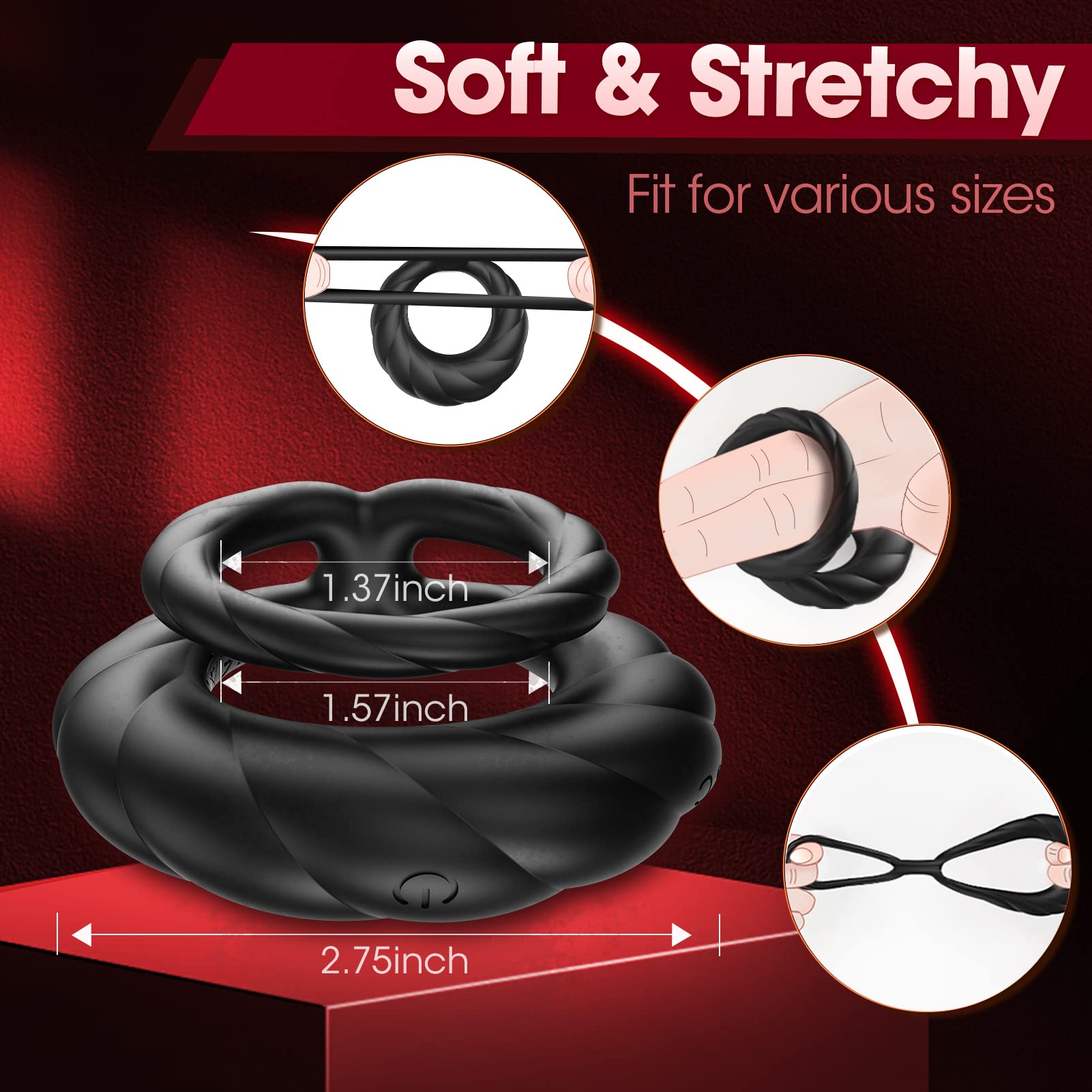 Menzi Store Silicone Moving Double Penetration Ring Toys for Couple  Pleasuring Port 7691