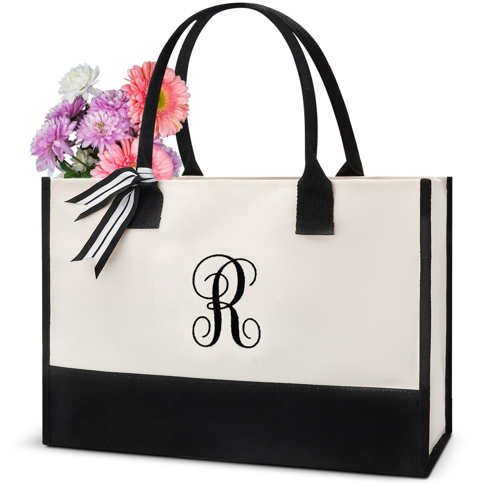 Kepela Wedding Gifts: Bridal Shower Gift Ideas for Bachelorette Party & Bride to Be - Personalized Tote Bag & Letter R