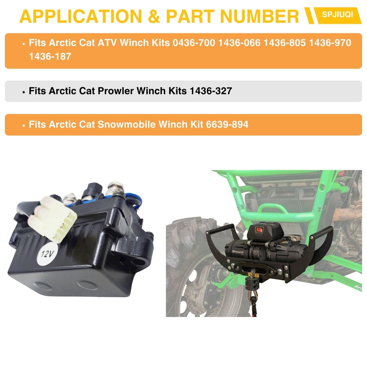 12V Winch Solenoid Relay Switch Assembly Fit for Arctic Cat ATV Warn Winch 0436-700 1436-066 1436-805 Prowler Winch Kits 1436-327 Snowmobile Winch Kit 6639-894