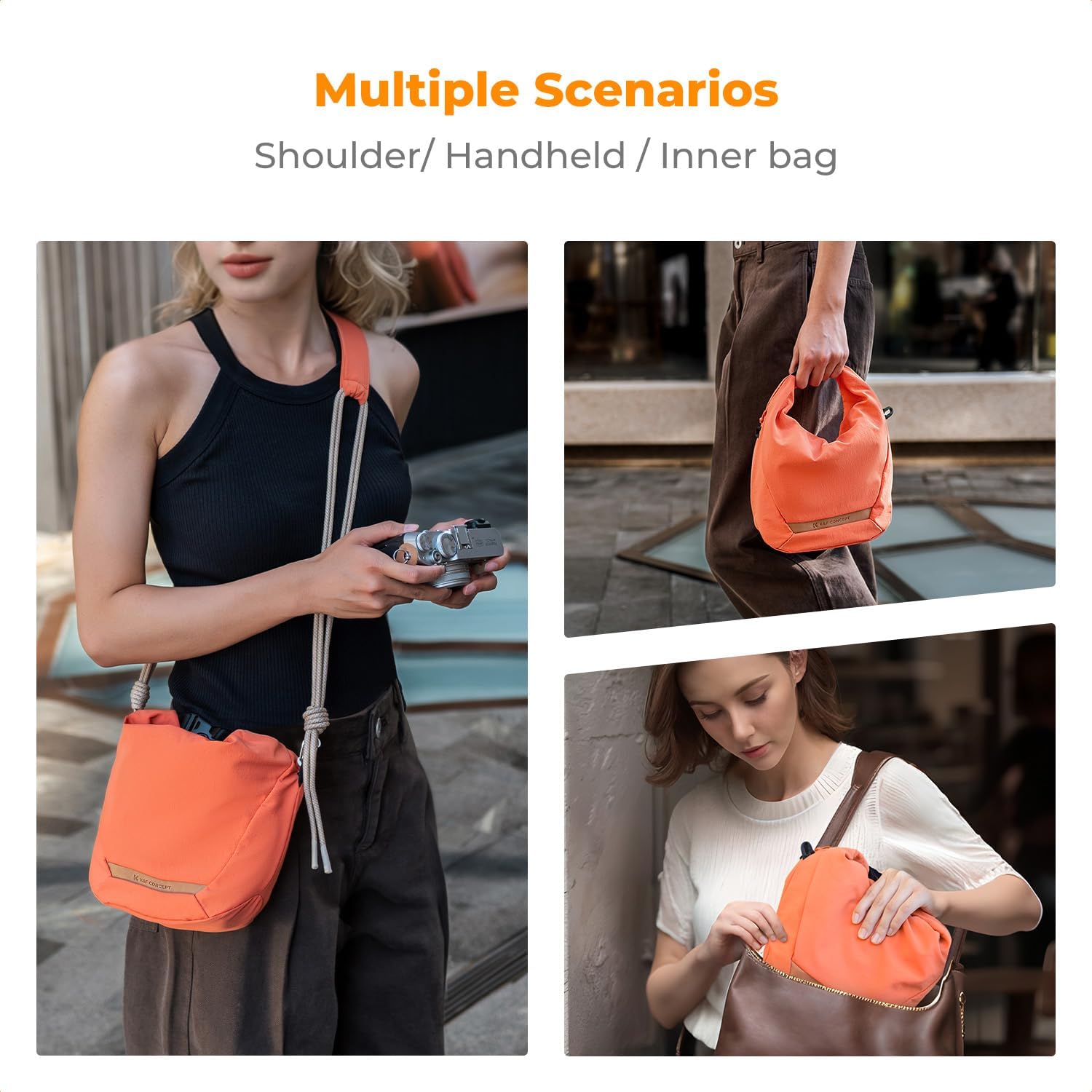 K&F CONCEPT Camera Sling Bag Small Camera Compact Case, Cute Soft Camera Pouch Handbag for Urban Street Photography - Image 3