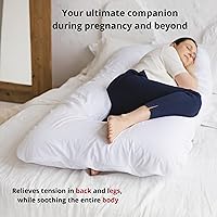 Vista 5 de Primera almohada de embarazo orgánica en forma de U para dormir con relleno natural de Kapok y funda de algodón certificada GOTS. Almohada