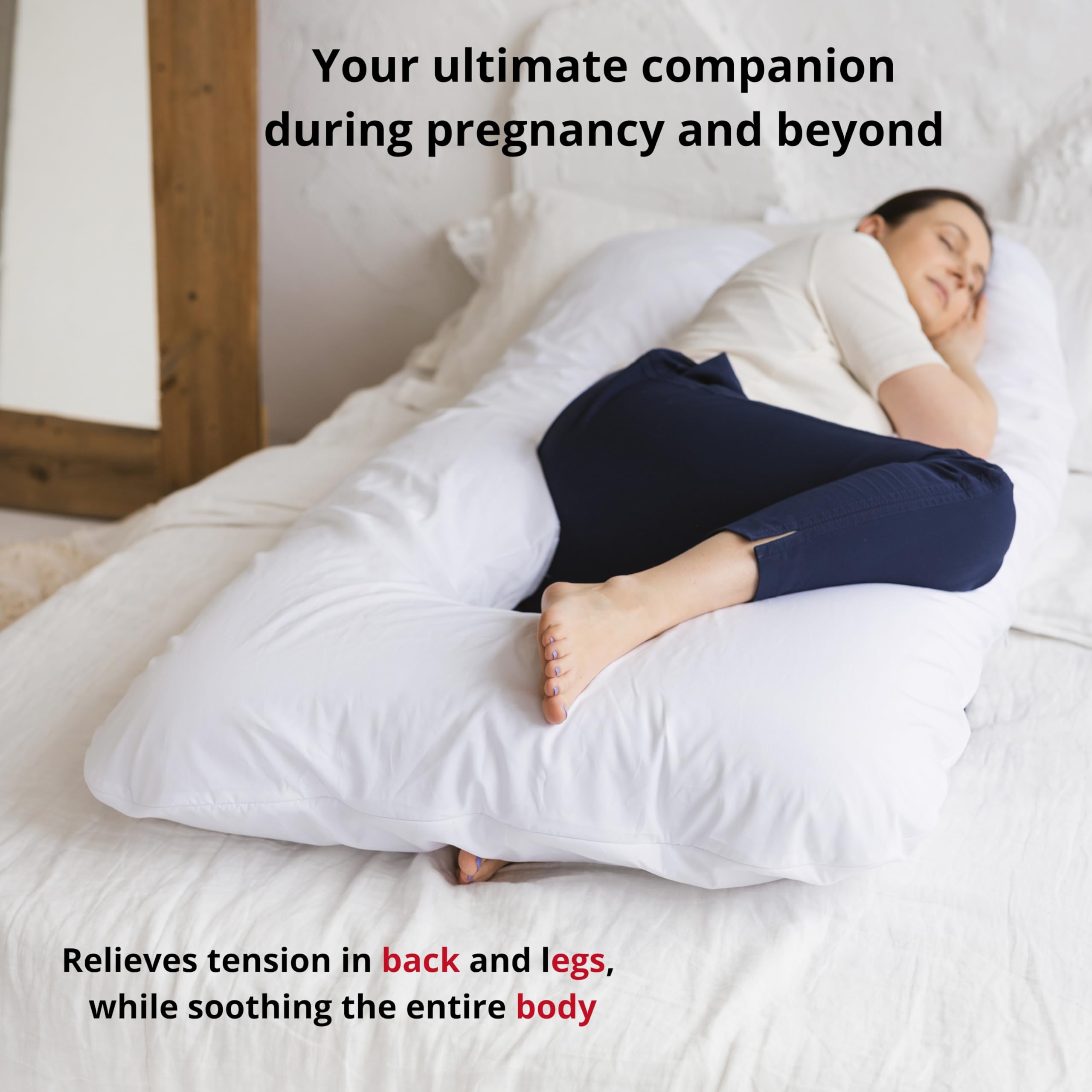 MINICAMP Schwangerschaftskissen U-Form | 50% Kapok & 50% Naturlatex | Bio-Baumwolle GOTS-Zertifiziert | Organic Pregnancy Pillow | Stillkissen Seitenschläferkissen | Abnehmbarer Bezug