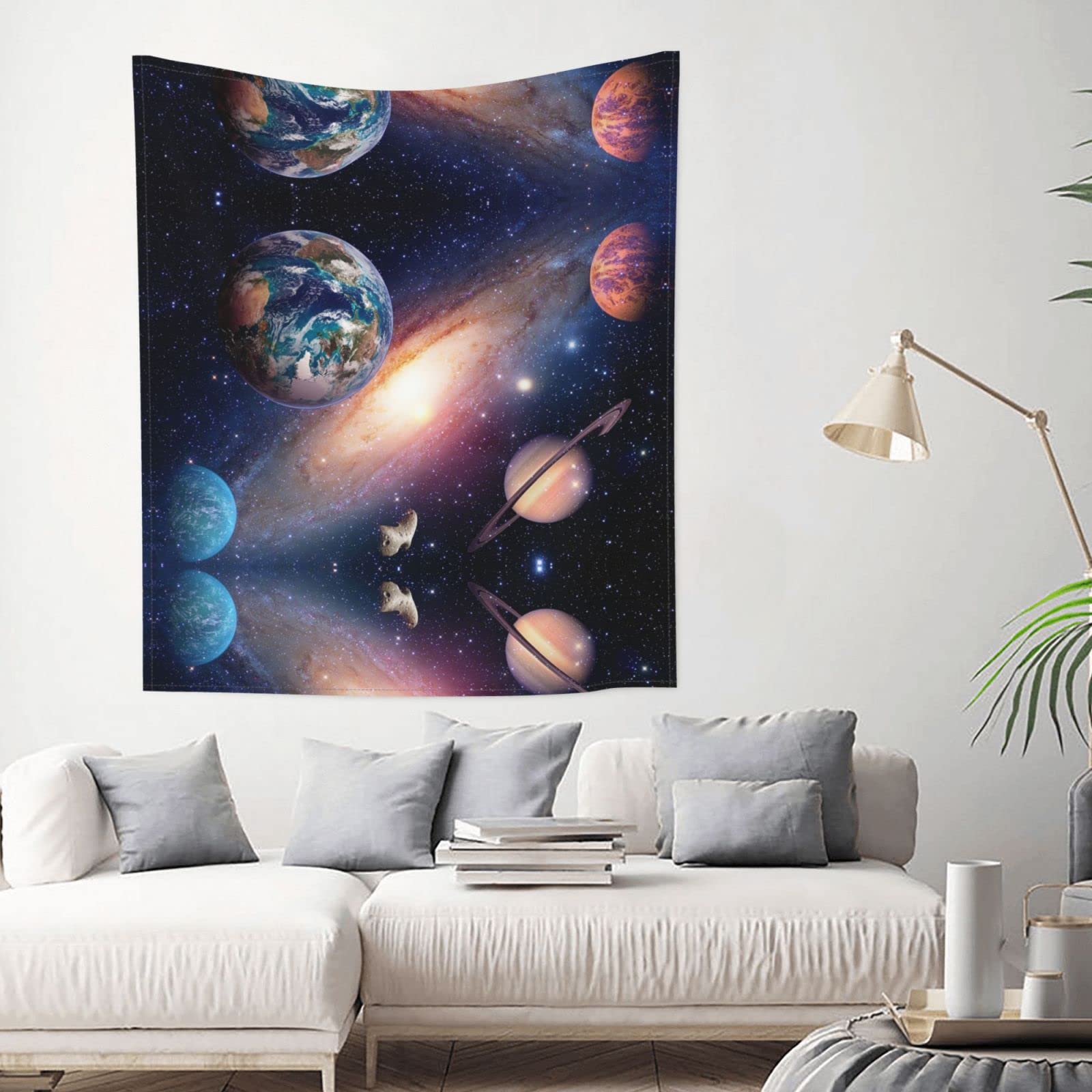Tapis Mural Décoratif Thème Espace Science-fiction - 152x129 Cm, Polyester Doux, Avec Attaches