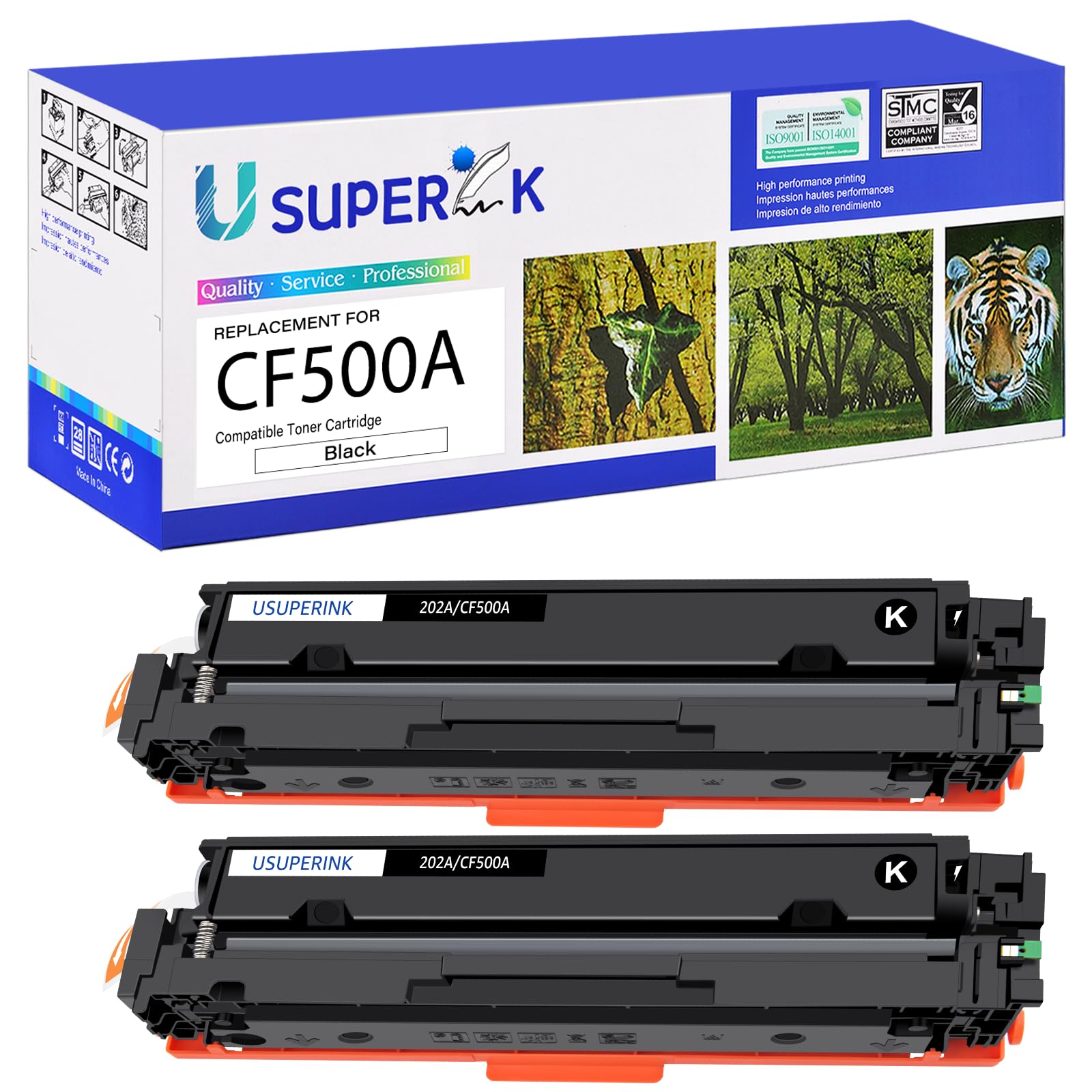 USUPERINK CF500A Compatible Toner Cartridge Replacement for HP 202A CF500A Use for Color Pro MFP M281fdw M281cdw M254dw M281fdn 281fdw M254 M281 Toner