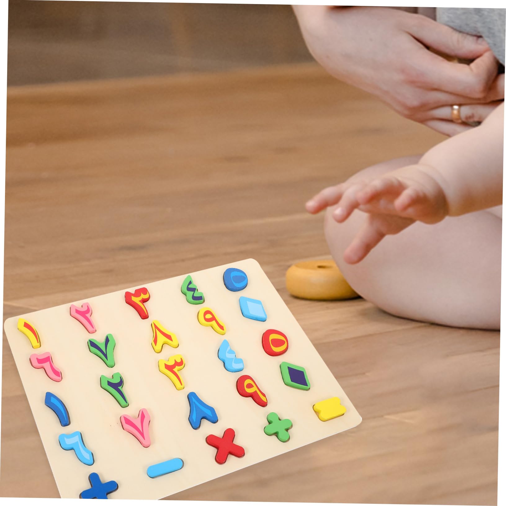 Puzzle en Bois Éducatif Chiffres et Alphabet Arabe Jouet Reconnaissance des Formes Mémoire Préscolaire