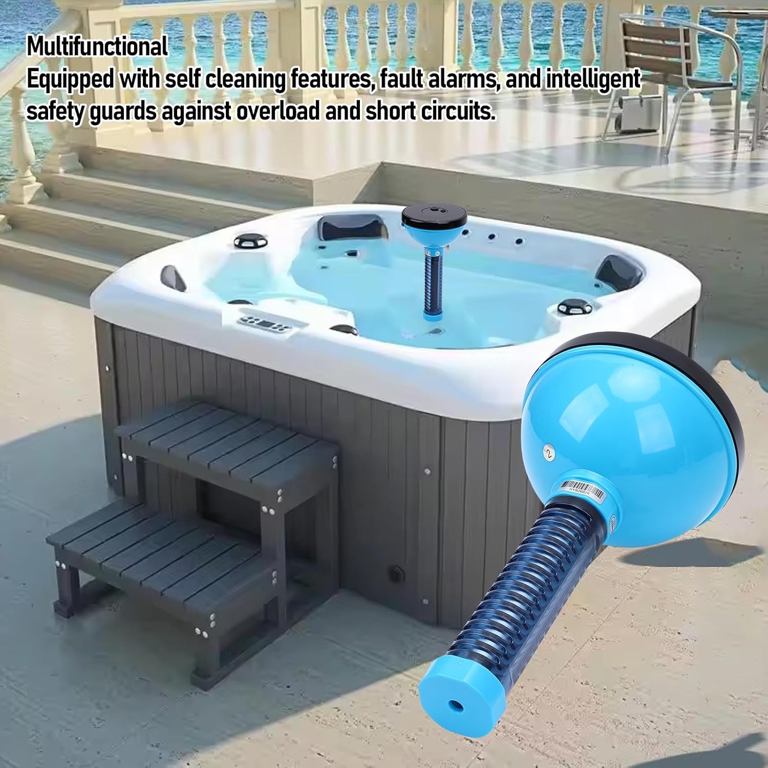 Luqeeg Solar Pool Water Treatment Chlorination System Pool Conversion Kit with Power Display Fault Alarms, Overload Short Circuit Alarms, Intelligent Safety Measures for Spas, Bathtubs