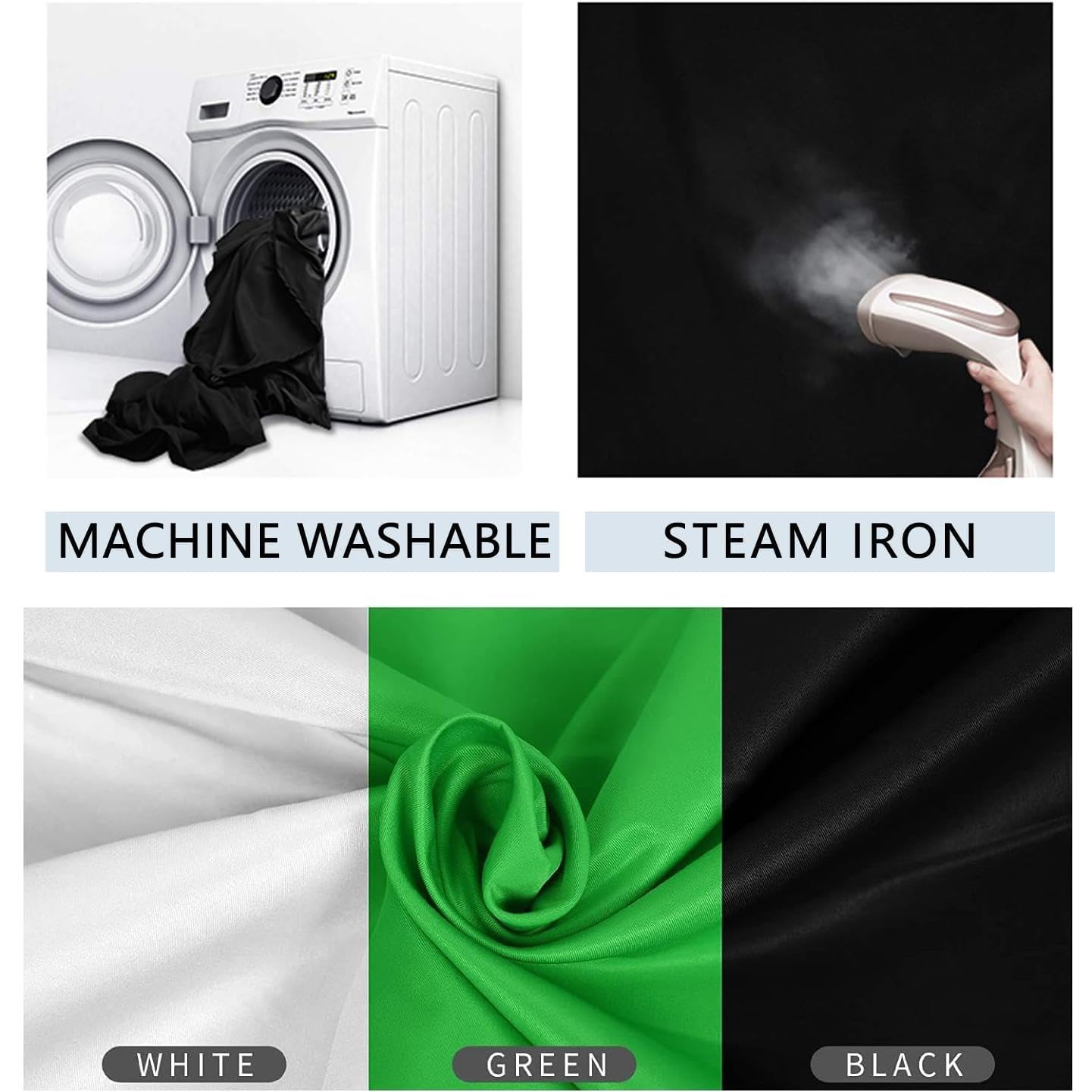 Kit di supporto regolabile per sfondo con sfondo verde bianco nero da 2 x 3 m, 8 morsetti e 2 sacchi di sabbia, sistema di supporto per studio fotografico, video, ritratti, riprese Porduct