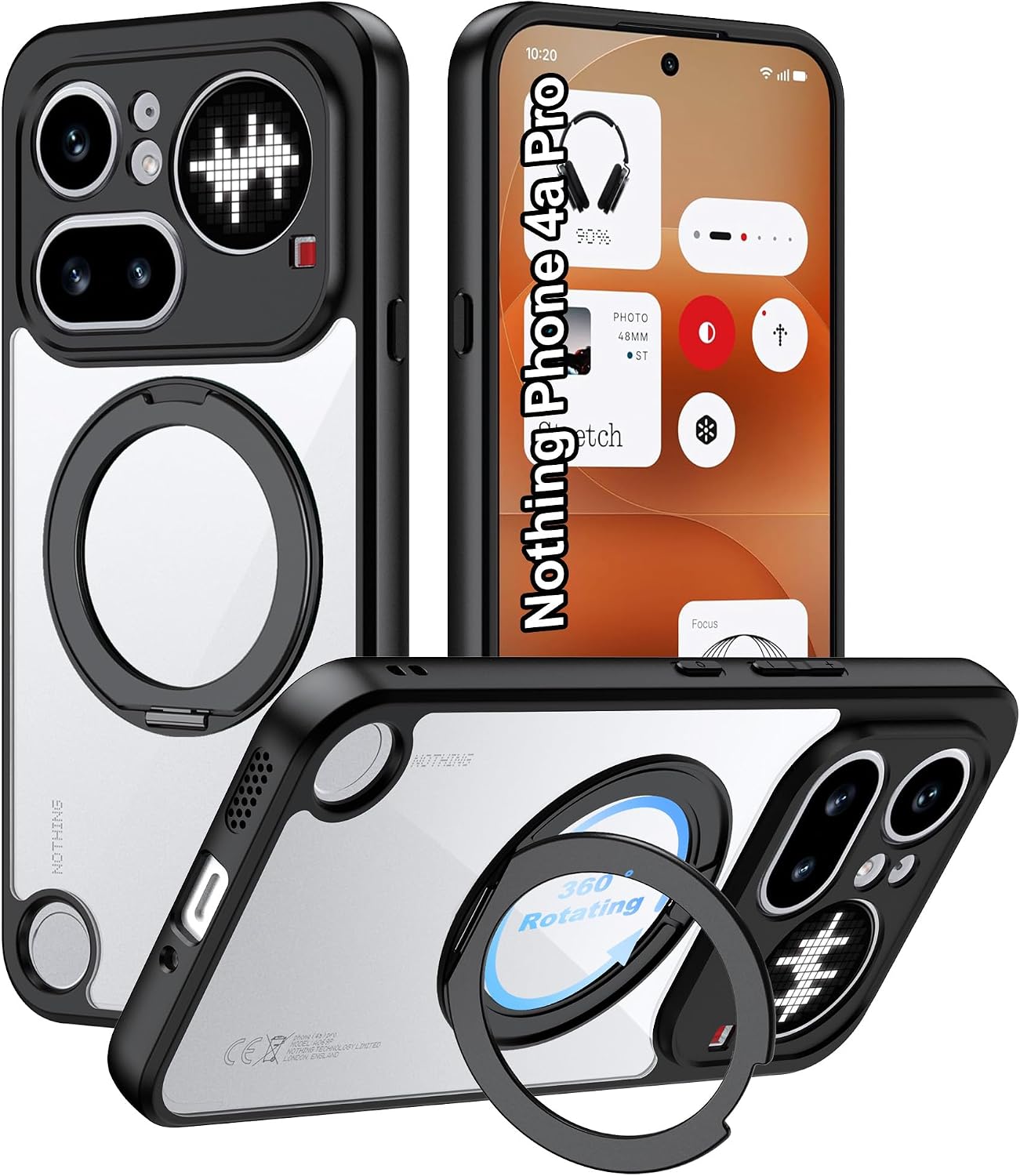 for Nothing Phone 4a Pro Case with Stand,high qualit,PC Material,Scratch Resistant,Anti-Skid