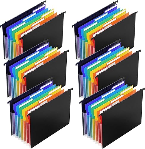 Heltrappe Carpetas colgantes de plástico expandibles para archivador, pestaña de corte 13, 7 bolsillos, pestañas multicolores, organizador colgante