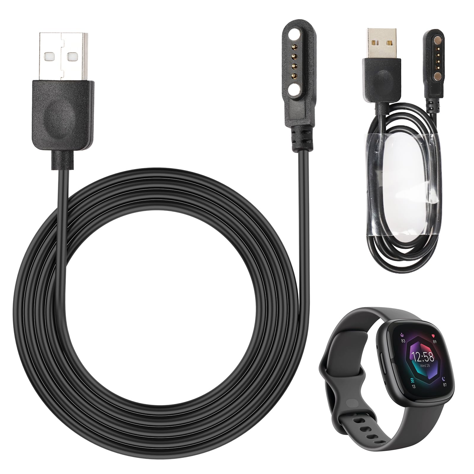 BaiWeiDun Smart Watch Charger Cable Universal Magnetic SmartWatch Accessories Charger Cable 4 Pin Cord Charger Contact pin spacing
