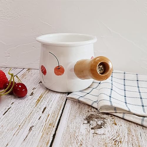 Miniatura 6 de YumCute Home Molde de leche esmaltada, mini calentador de mantequilla de 4 pulgadas, 17 onzas, calentador de leche, cacerola pequeña con mango de