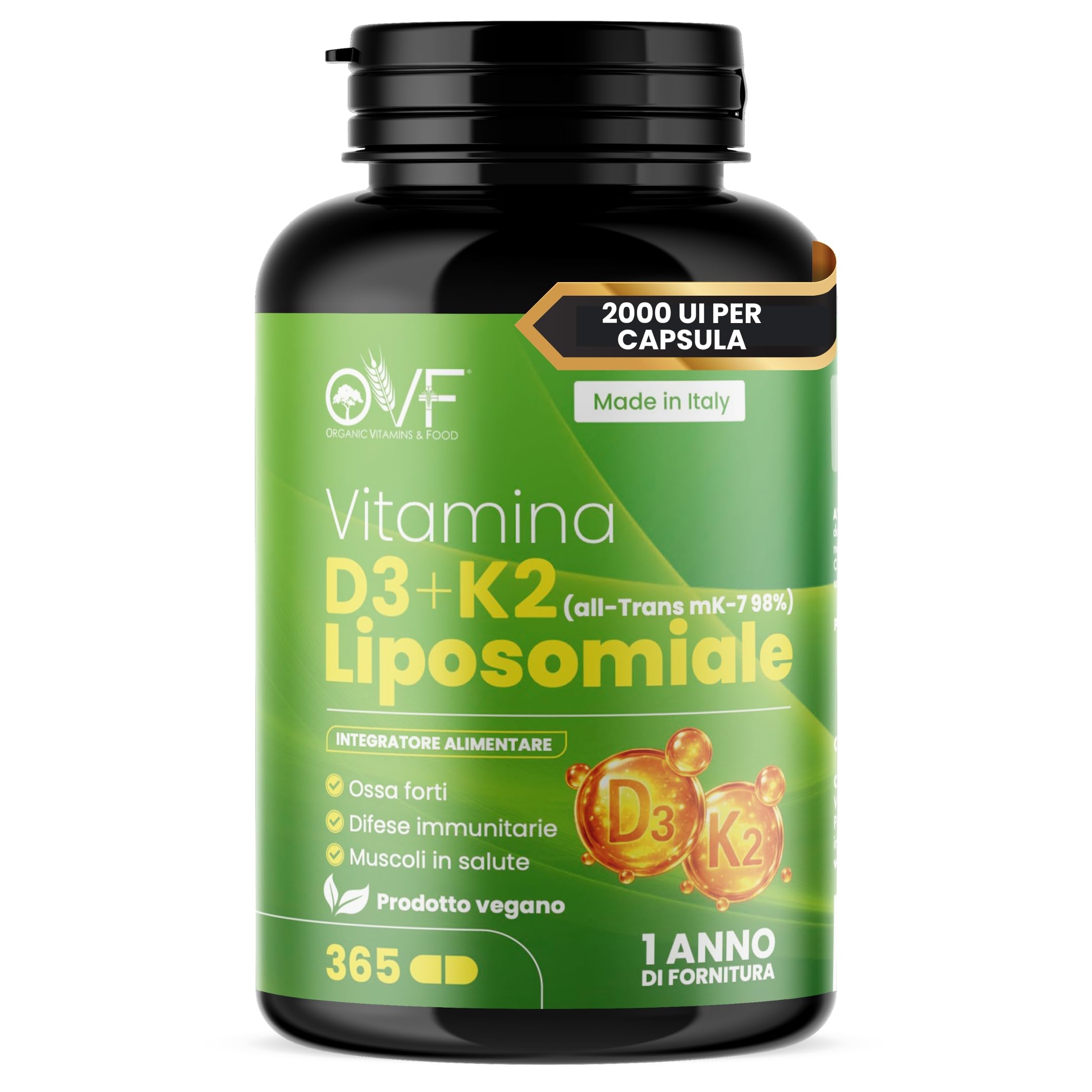 OVF Vitamina D3 K2 Alto Dosaggio 365 Capsule