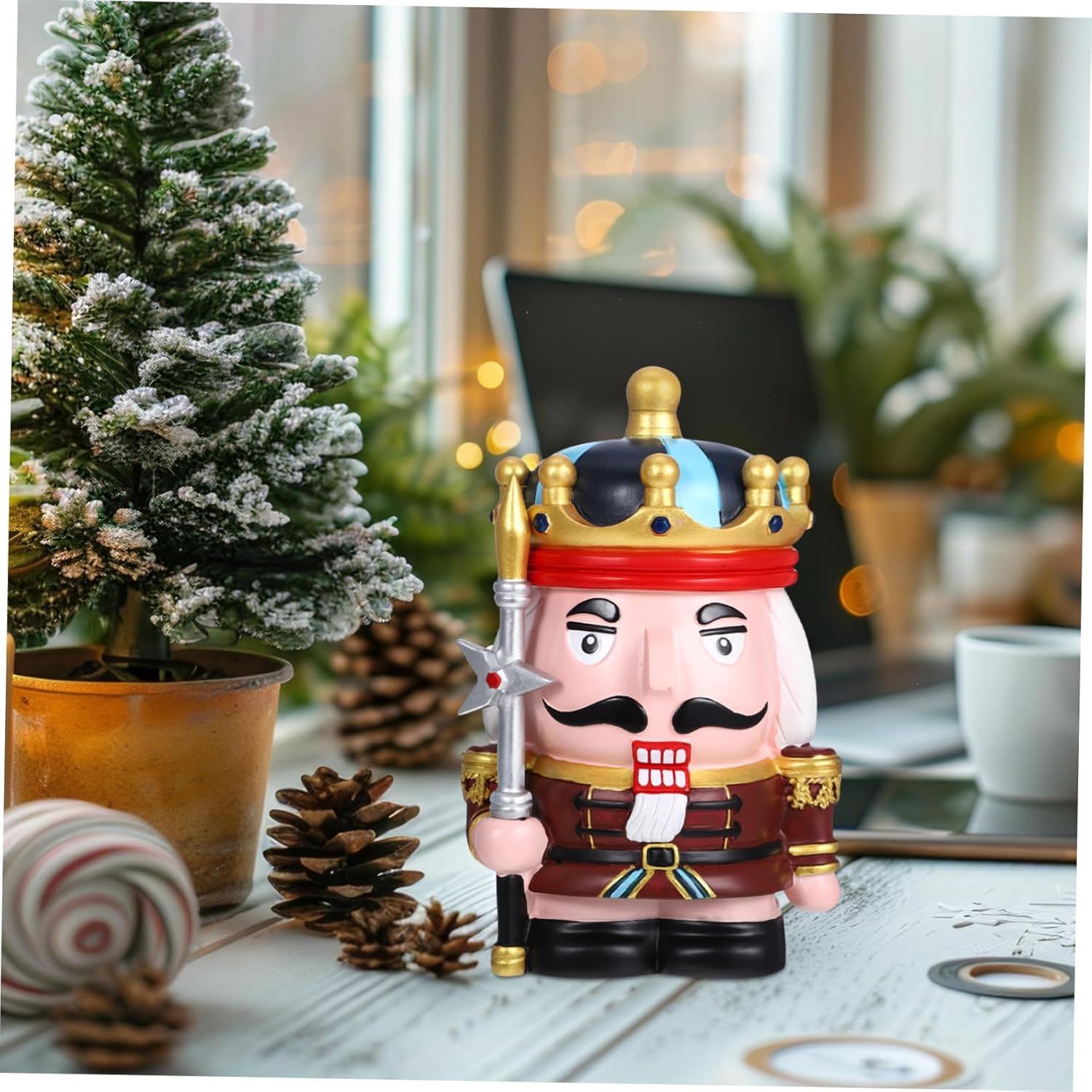YARNOW Nutcracker Piggy Bank Cute Coin Bank for Money Saving Challenge Box Decorative Cash Savings Bank for Birthdays and Christmas Portable Design with Back Money Slot
