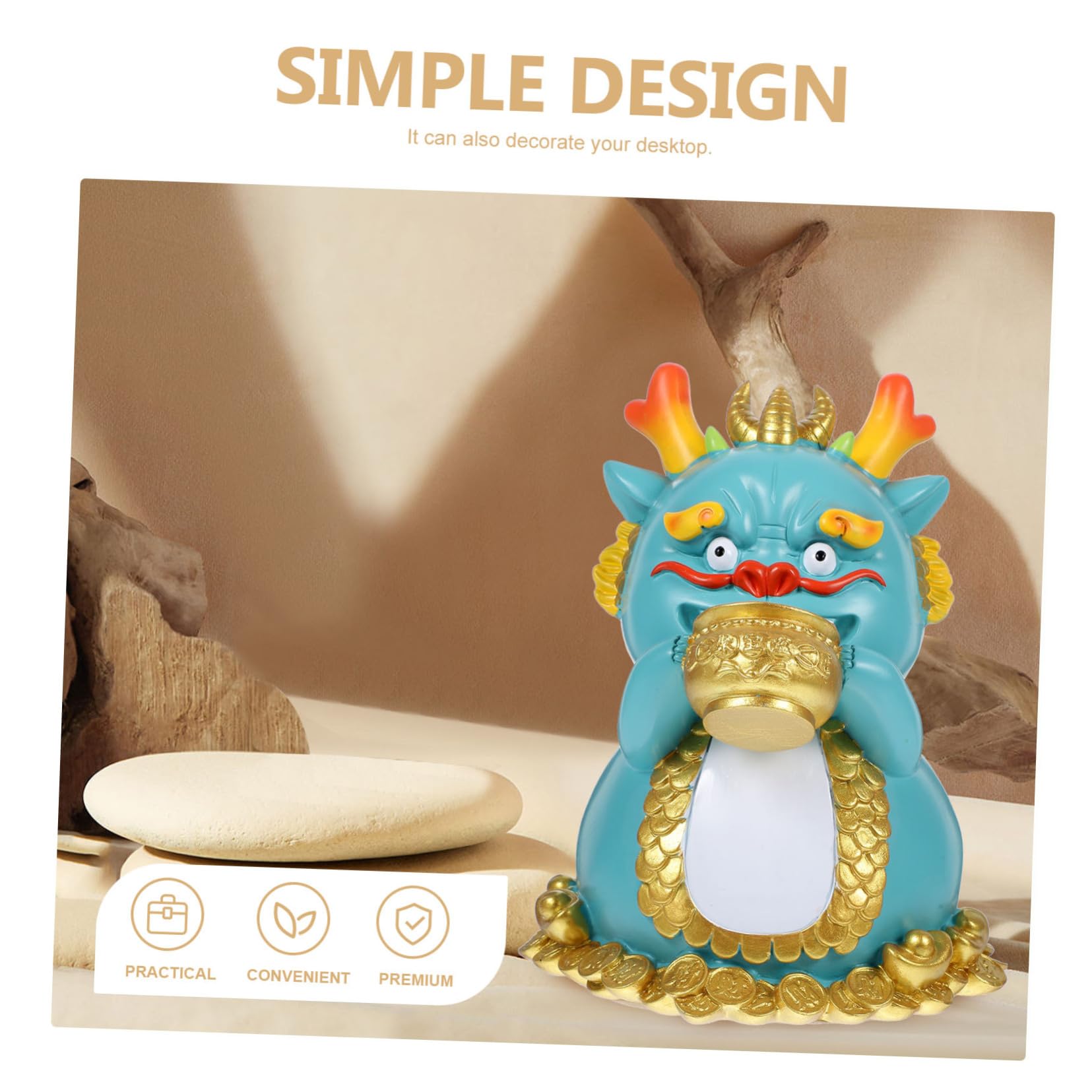 FRCOLOR Drachen-spardose aus Kunstharz Münzsparglas zum Öffnen Deko für Wohnzimmer Geschenk zum Chinesischen Neujahr