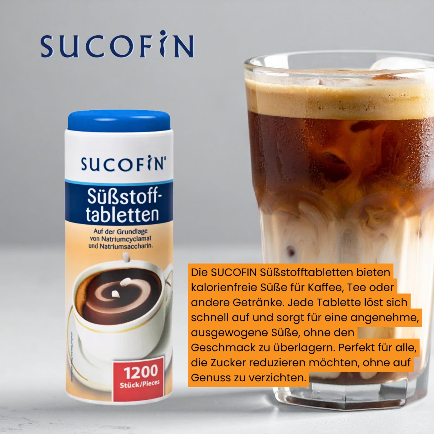 SUCOFIN Süßstoff Tabletten 40er Pack x (1200 Stk á 72g) Tafelsüße für Kaffee Vorteilspack