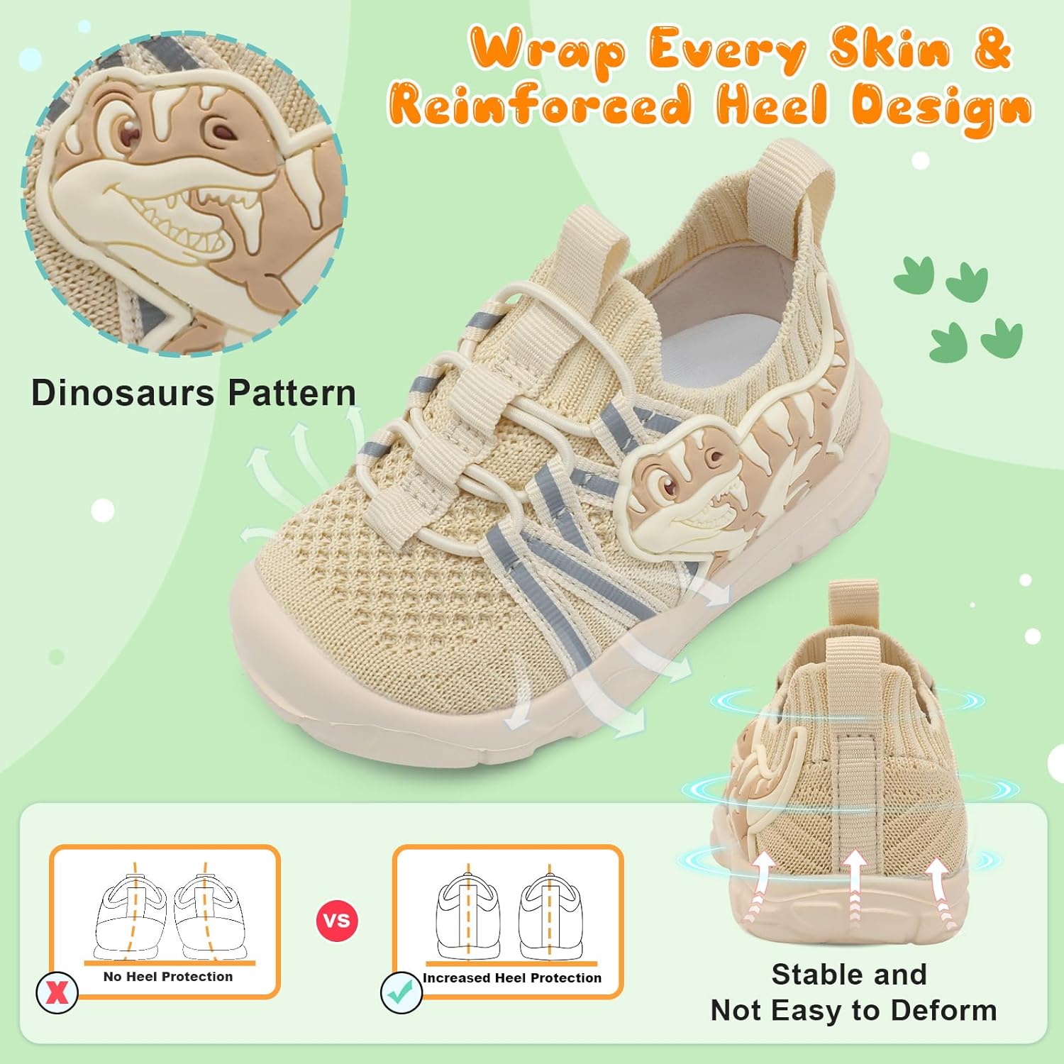 FEETCITY Toddler Shoes Boys Girls Walking Shoes Toddler Slip On Shoes Wide Kids Tennis Shoes Lightweight Toddler Dinosaur Shoes Baby Sneakers - Image 6