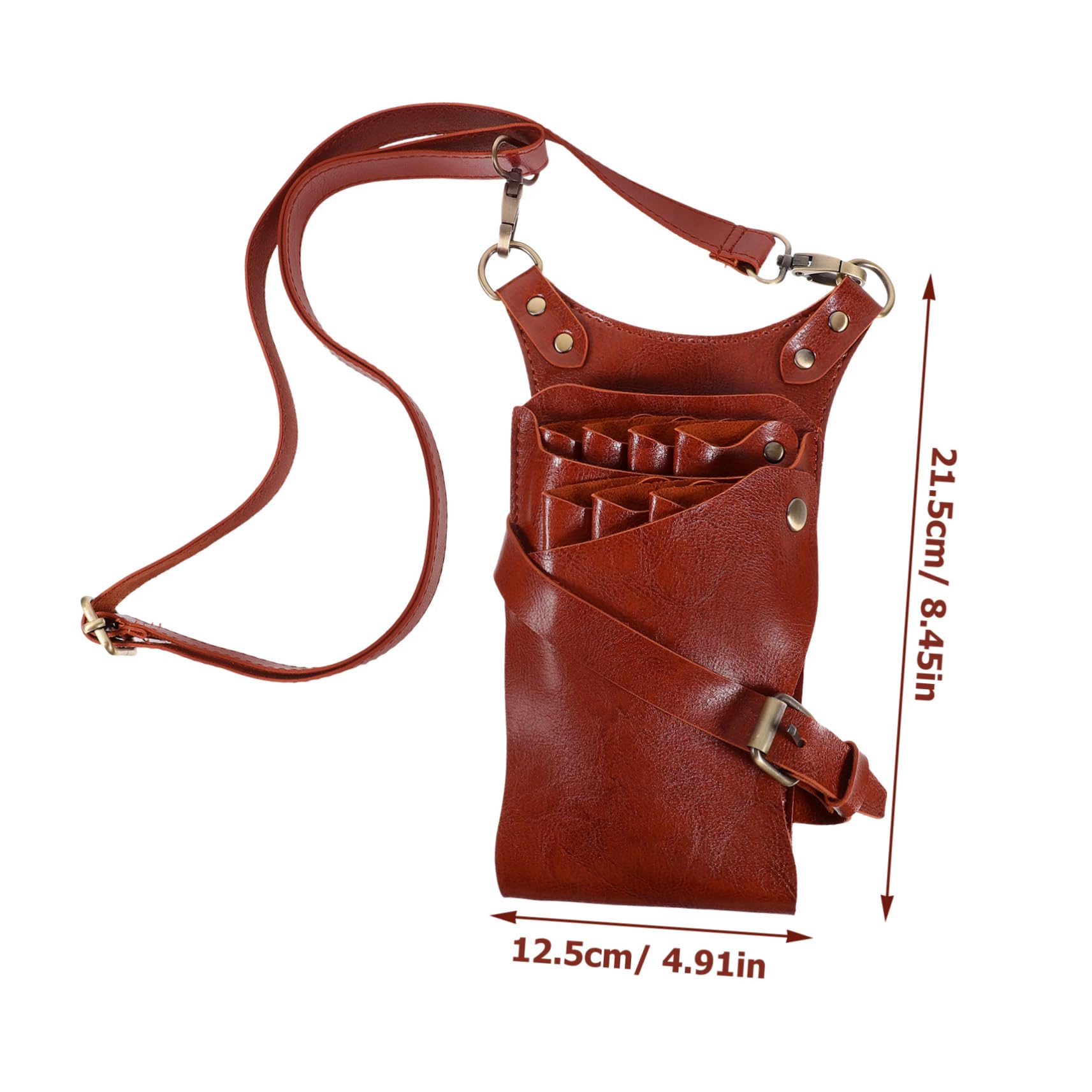 NULYLU Scissors Bag for Hair Stylists Barber Comb Pouch Leather Toolkit Scissors Pocket Hairdressing Accessories Holder (Brown)